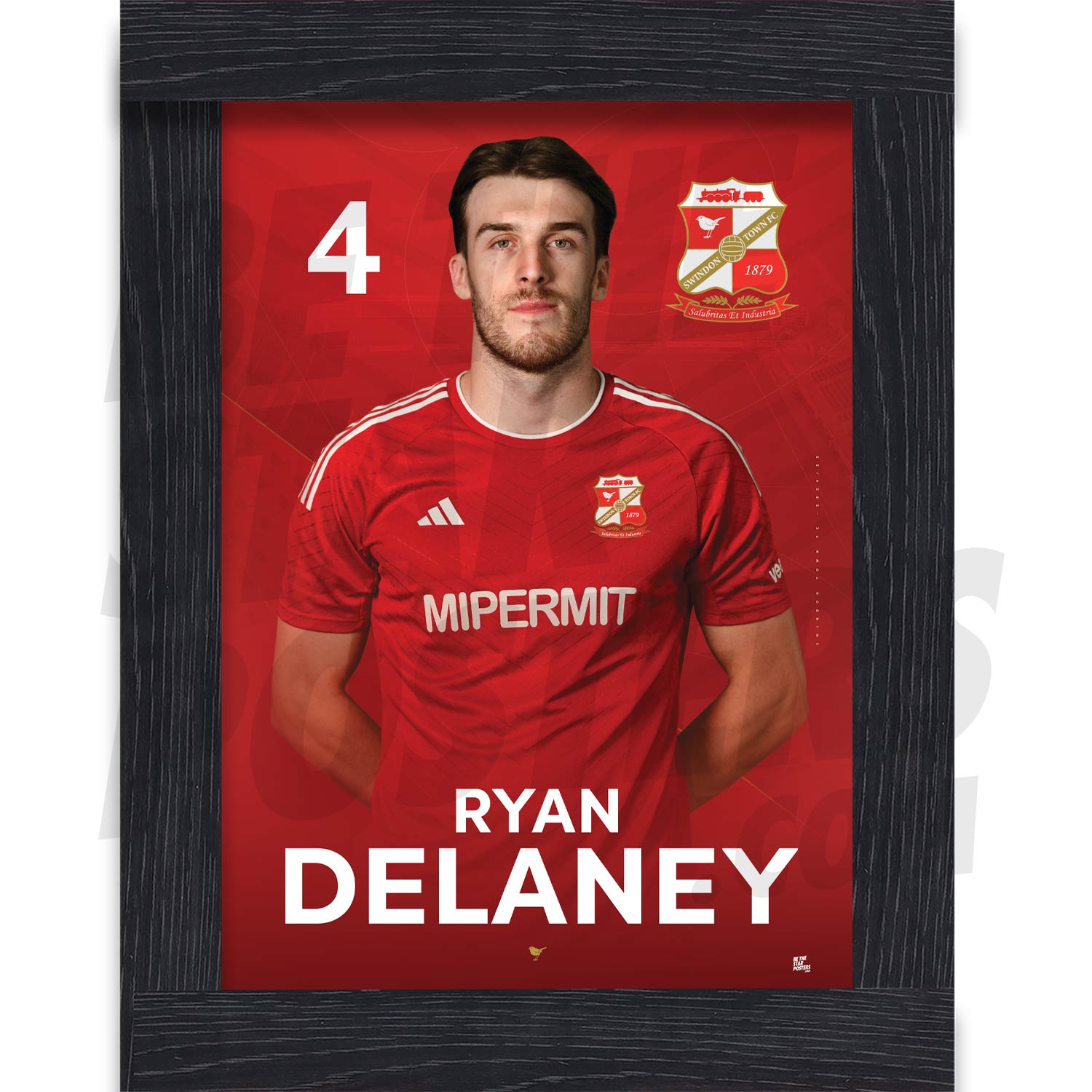 Swindon Town FC Drinan 24/25 Headshot Poster