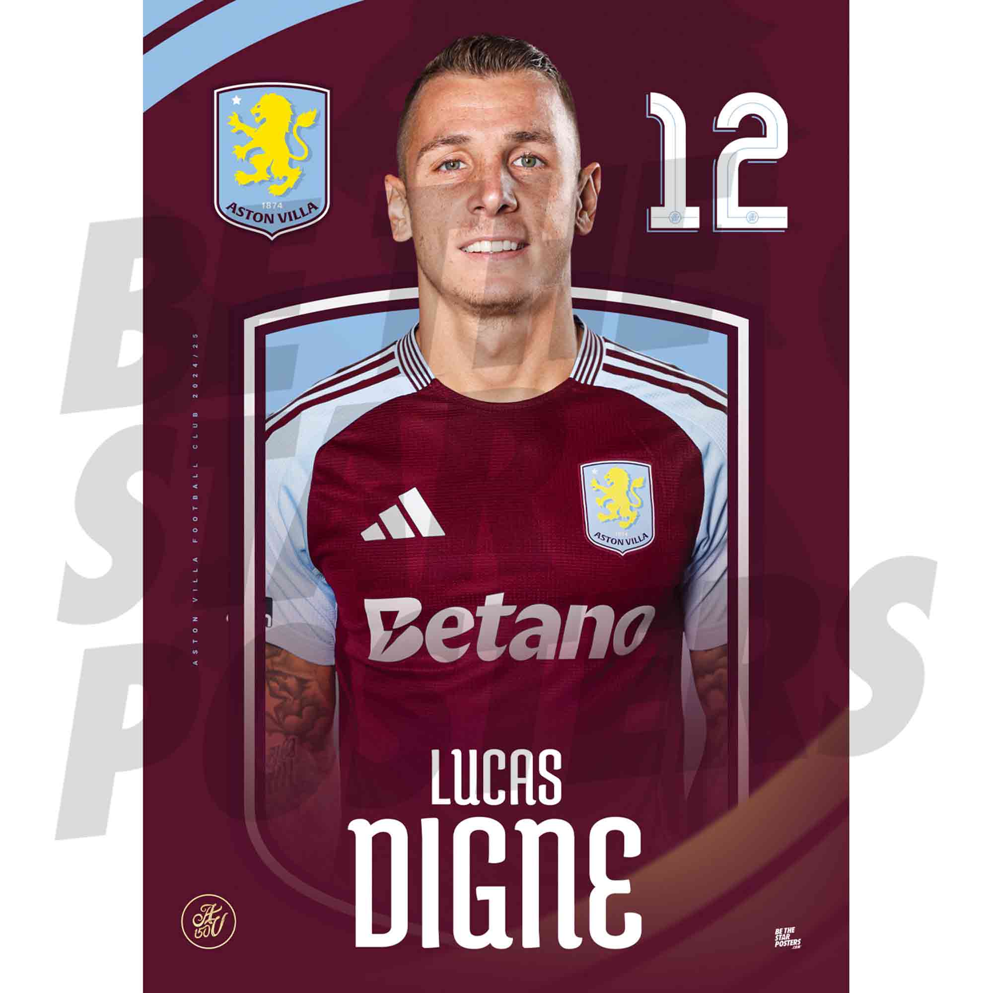 Aston Villa FC Digne 24/25 Headshot Poster