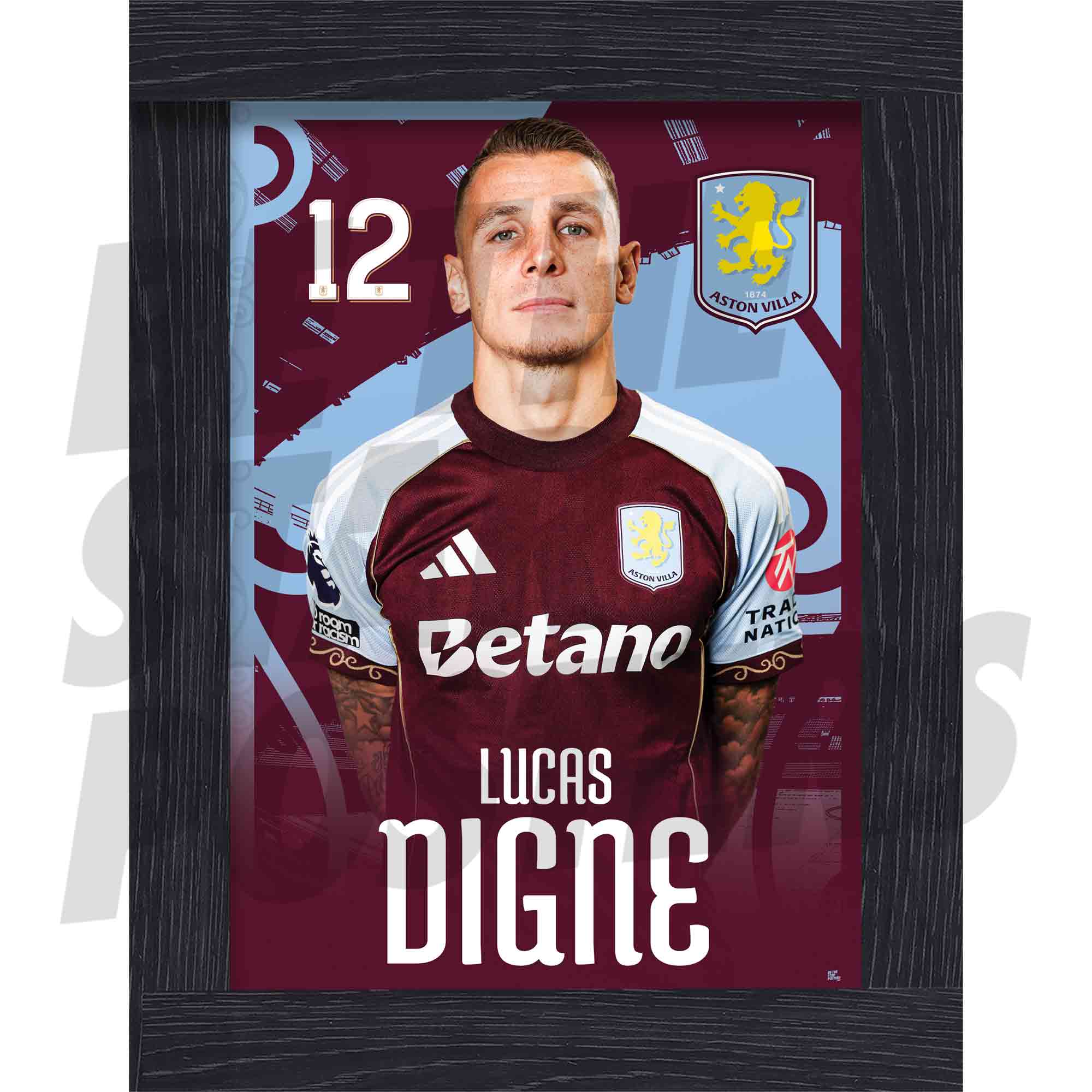 Aston Villa FC Lucas Digne 25/26 Headshot Poster