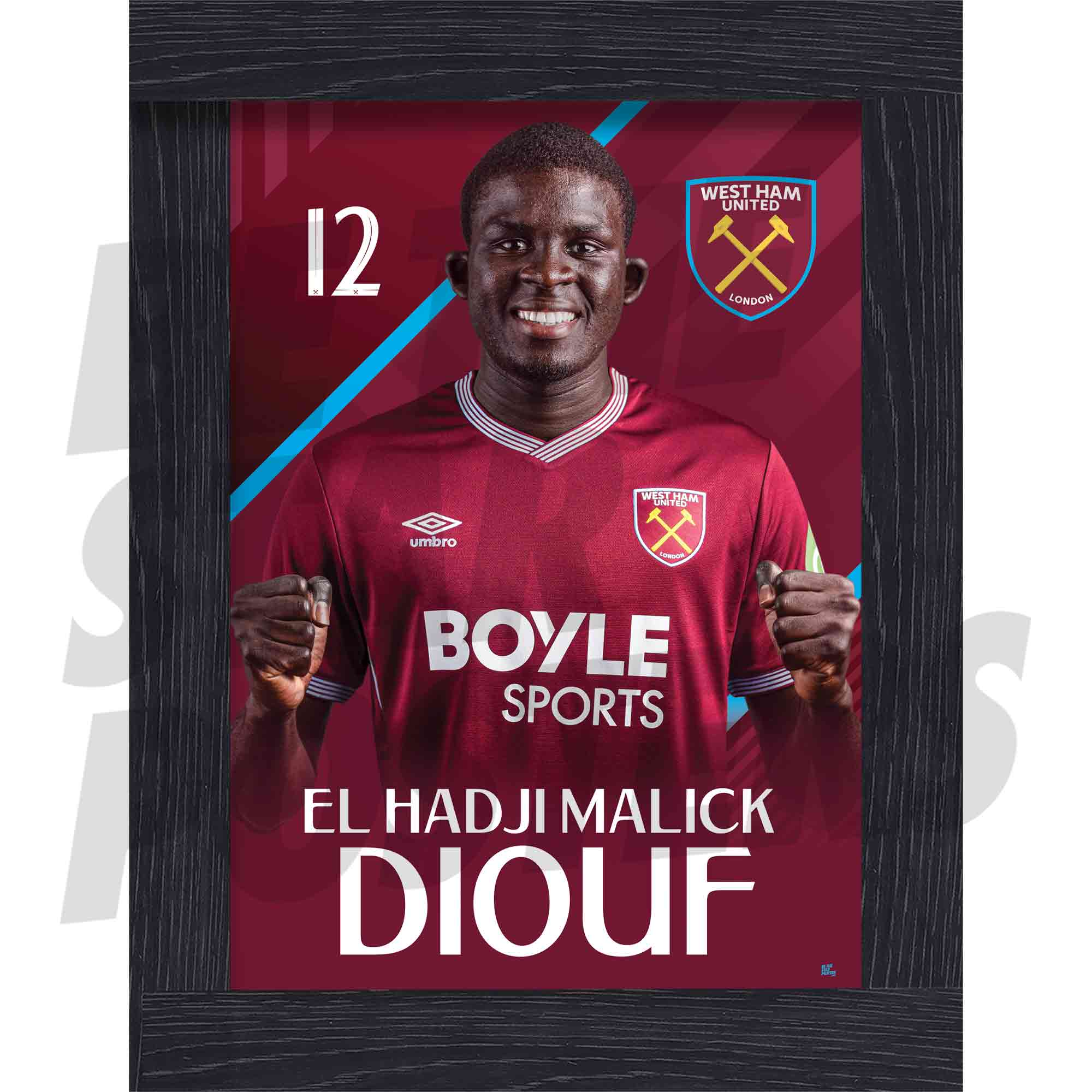 West Ham United FC Diouf 25/26 Headshot Poster