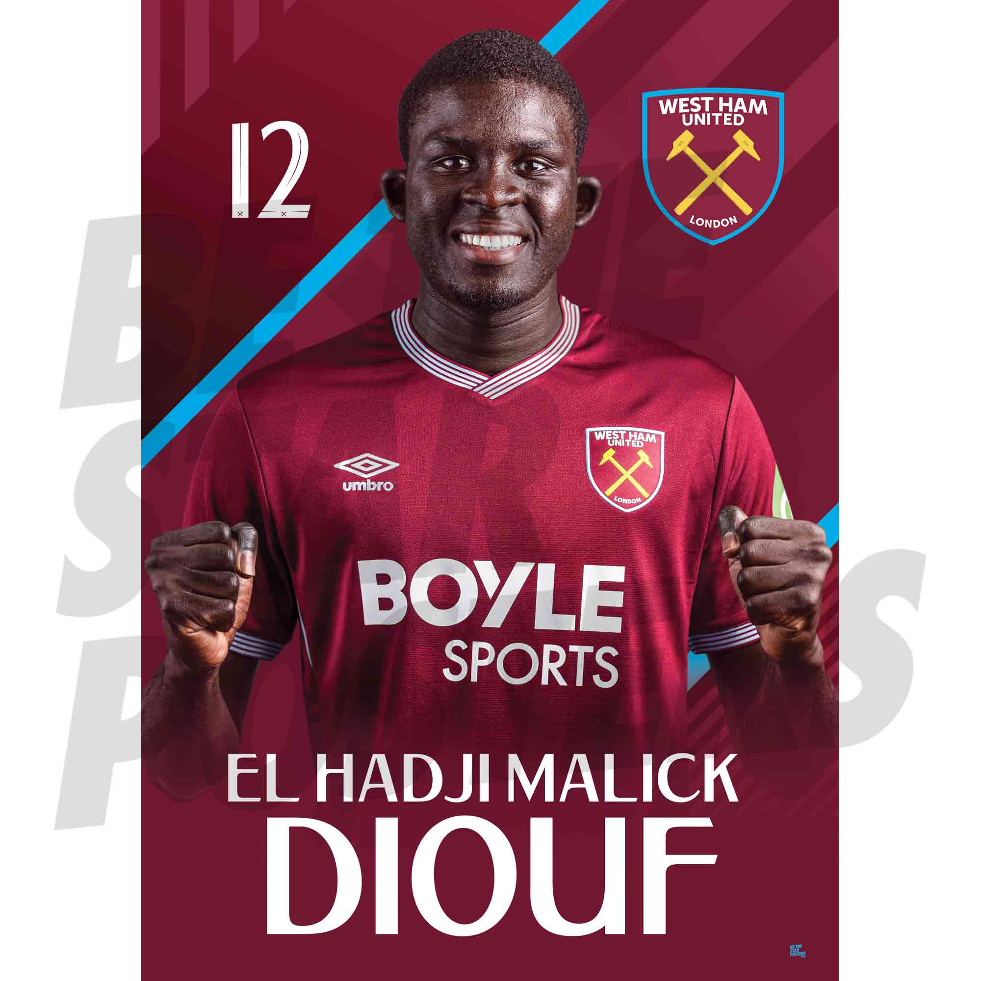 West Ham United FC Diouf 25/26 Headshot Poster