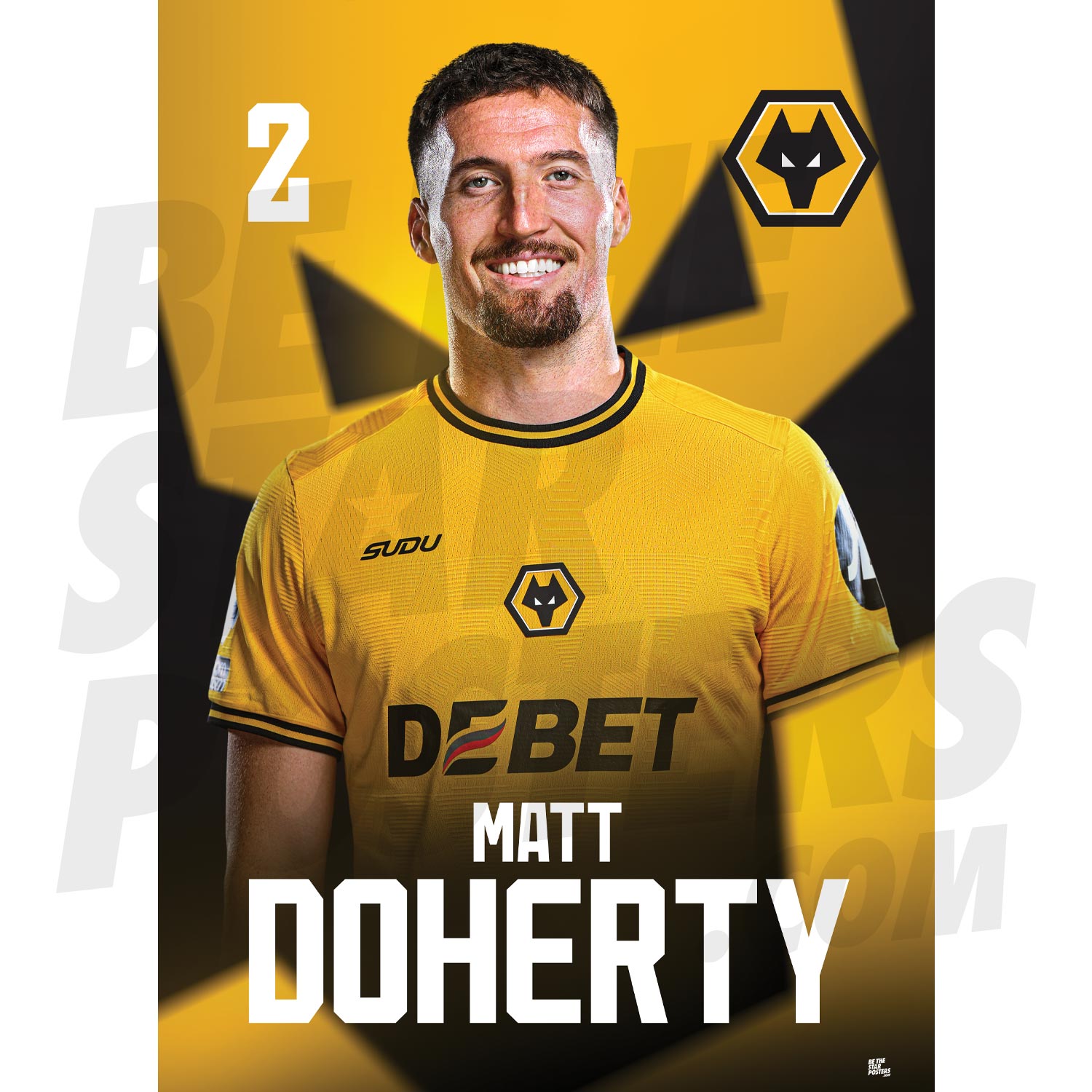 Wolverhampton Wanderers FC Doherty 24/25 Headshot Poster