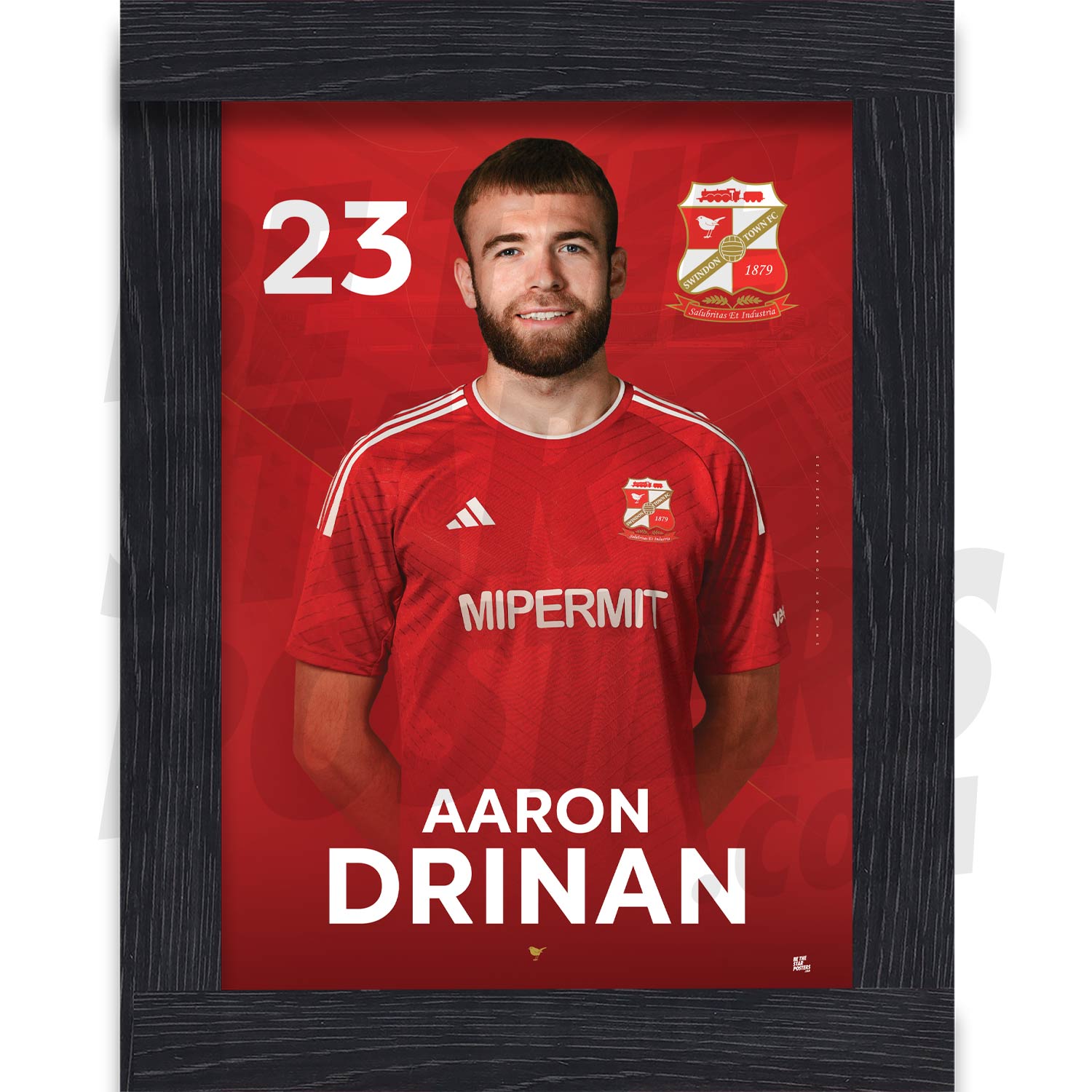 Swindon Town FC Drinan 24/25 Headshot Poster