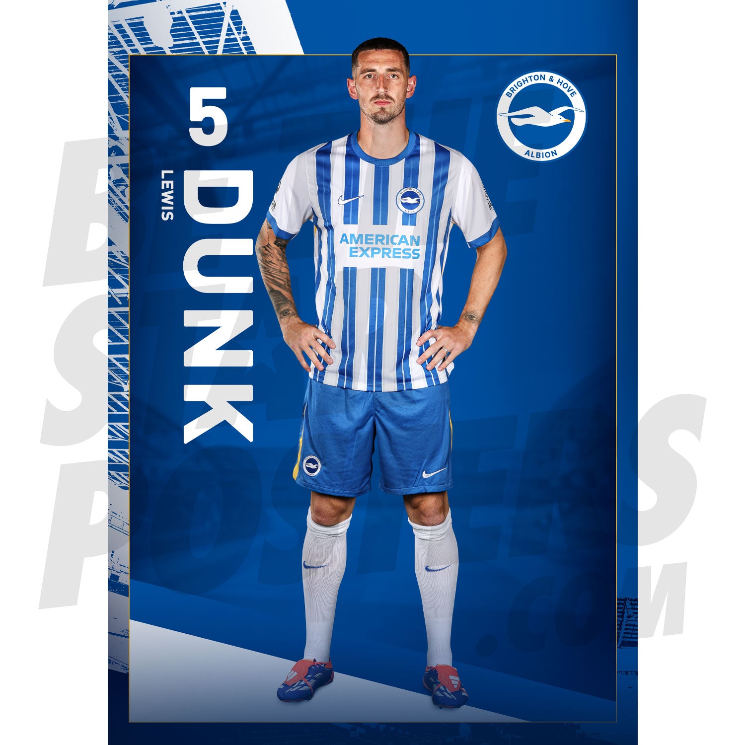 Brighton & Hove Albion FC Dunk 24/25 Headshot Poster