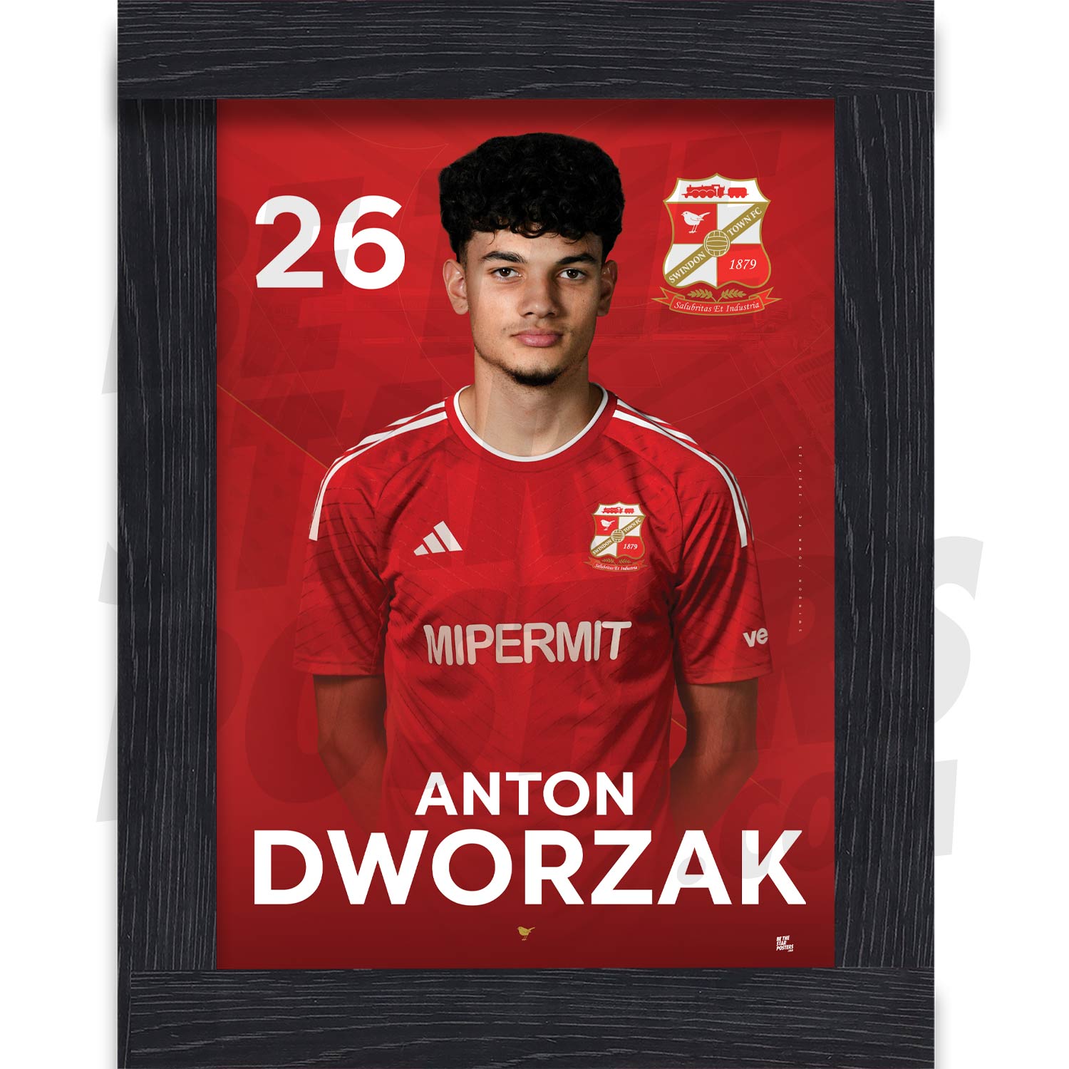 Swindon Town FC Dworzak 24/25 Headshot Poster