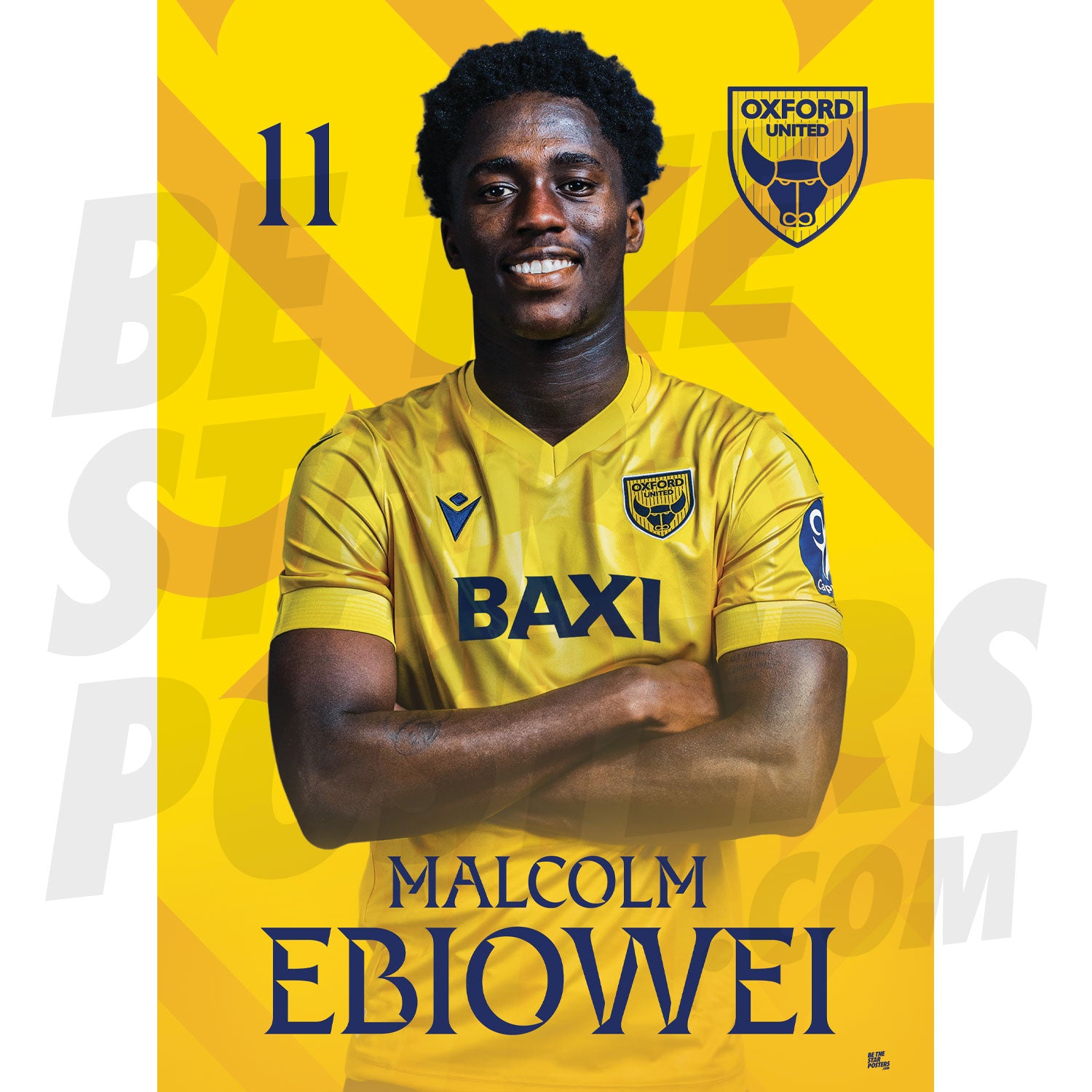 Oxford United FC Ebiowei 24/25 Headshot Poster