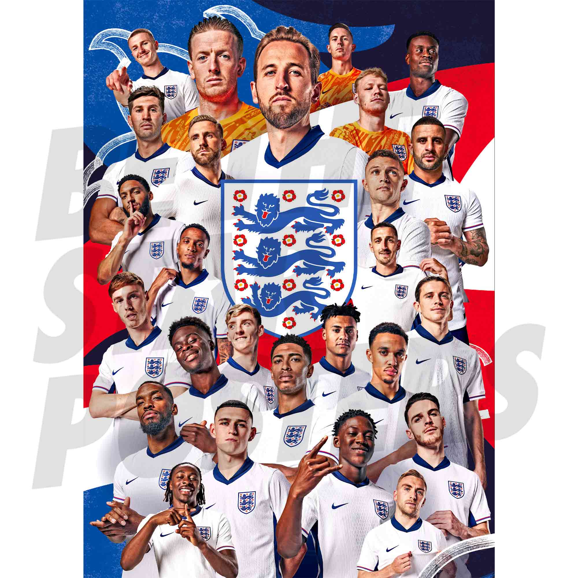 England Squad 24/25 Player Montage Poster