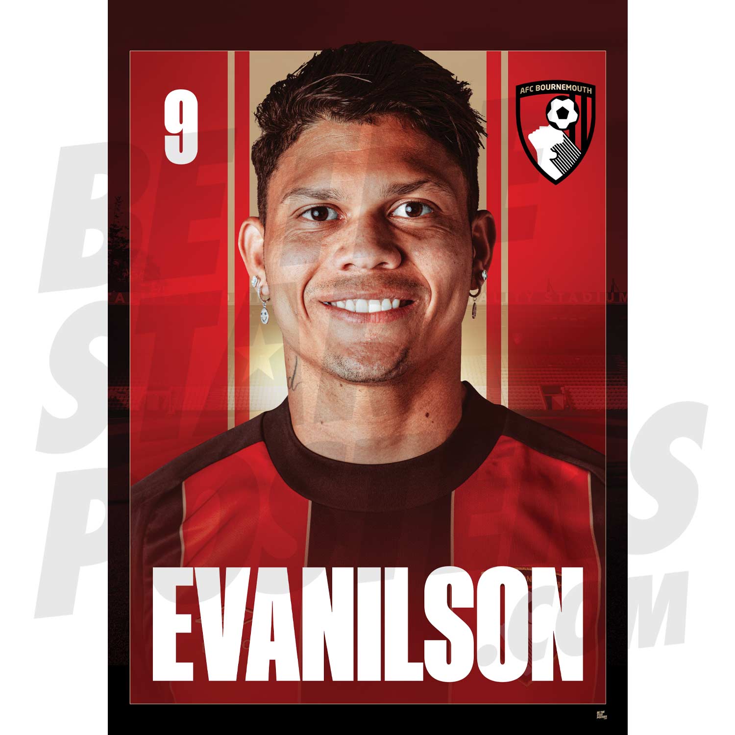 AFC Bournemouth Evanilson 24/25 Headshot Poster