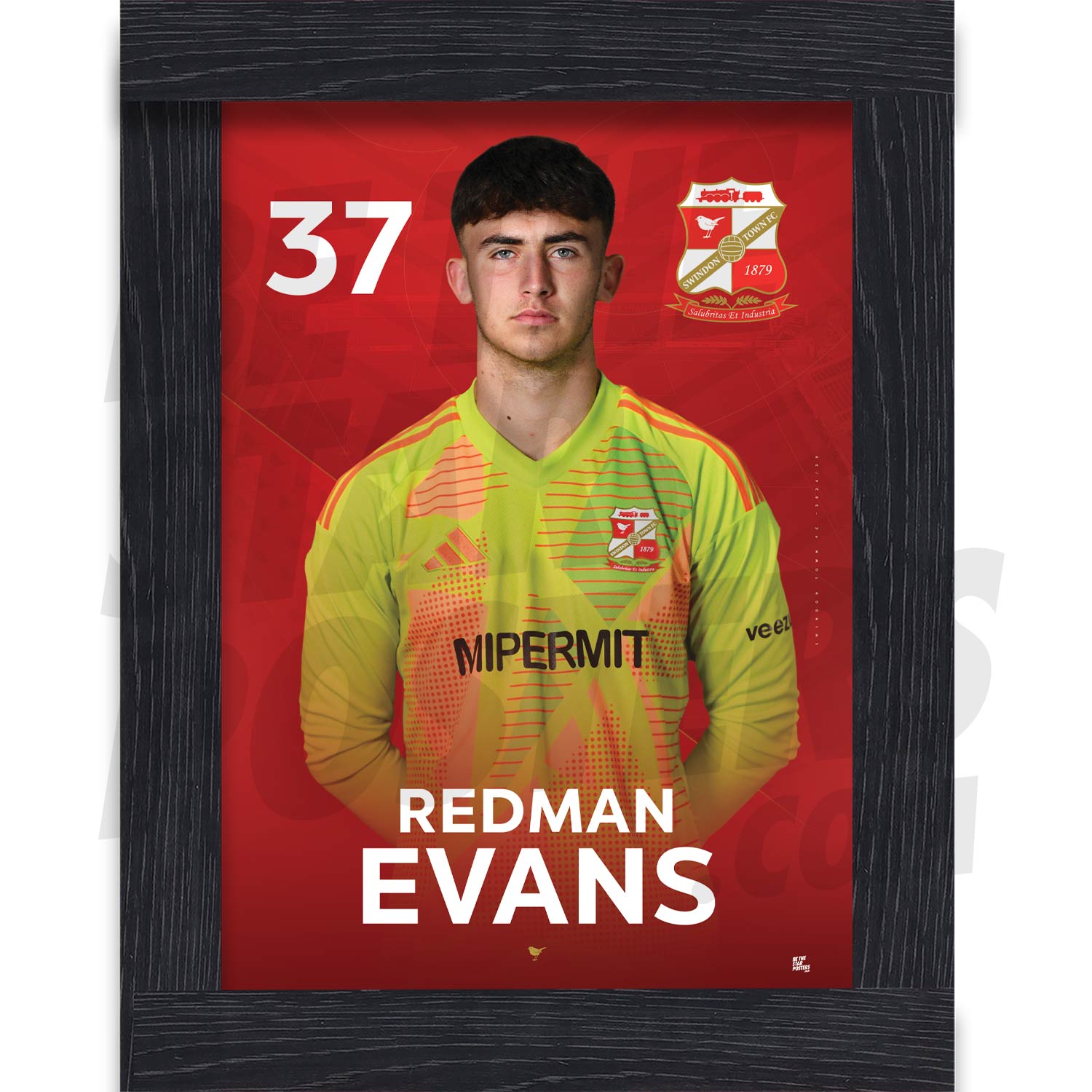 Swindon Town FC Evans 24/25 Headshot Poster