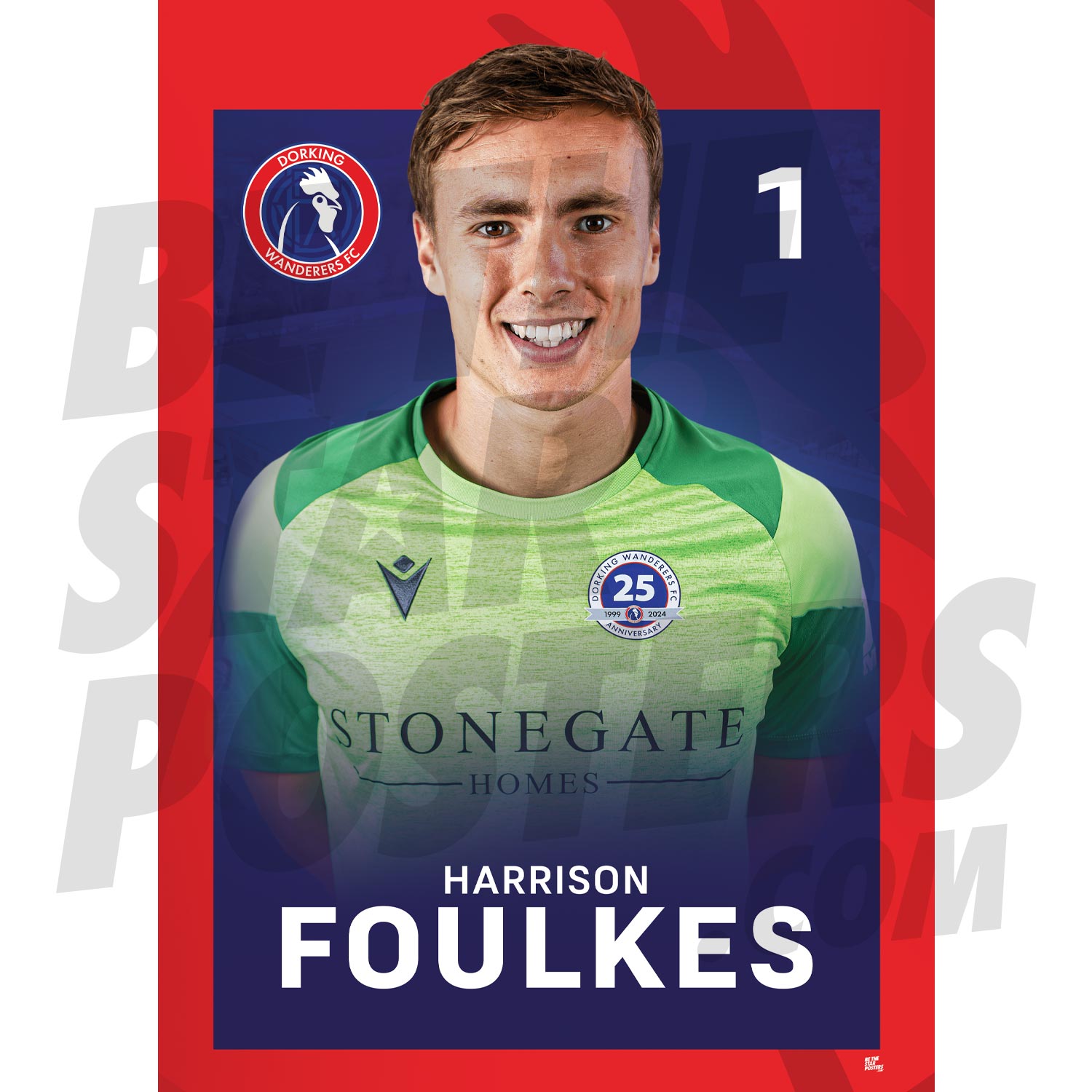 Dorking Wanderers FC Foulkes 24/25 Headshot Poster