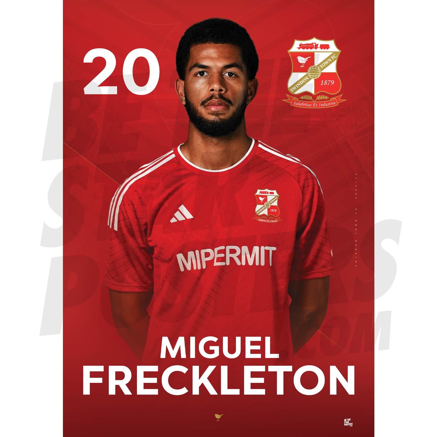 Swindon Town FC Freckleton 24/25 Headshot Poster