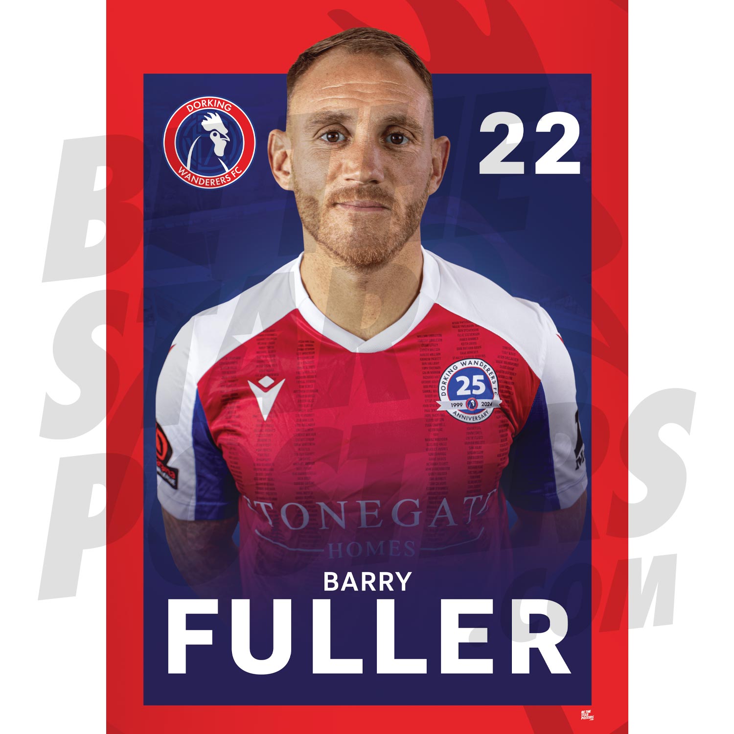 Dorking Wanderers FC Fuller 24/25 Headshot Poster