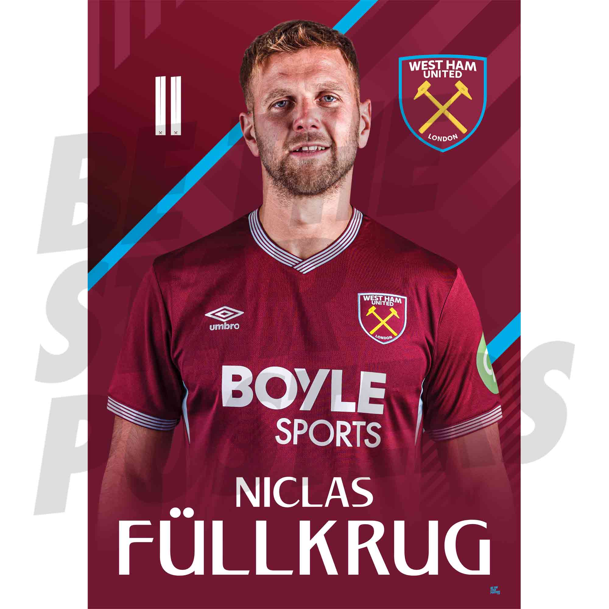 West Ham United FC Fullkrug 25/26 Headshot Poster