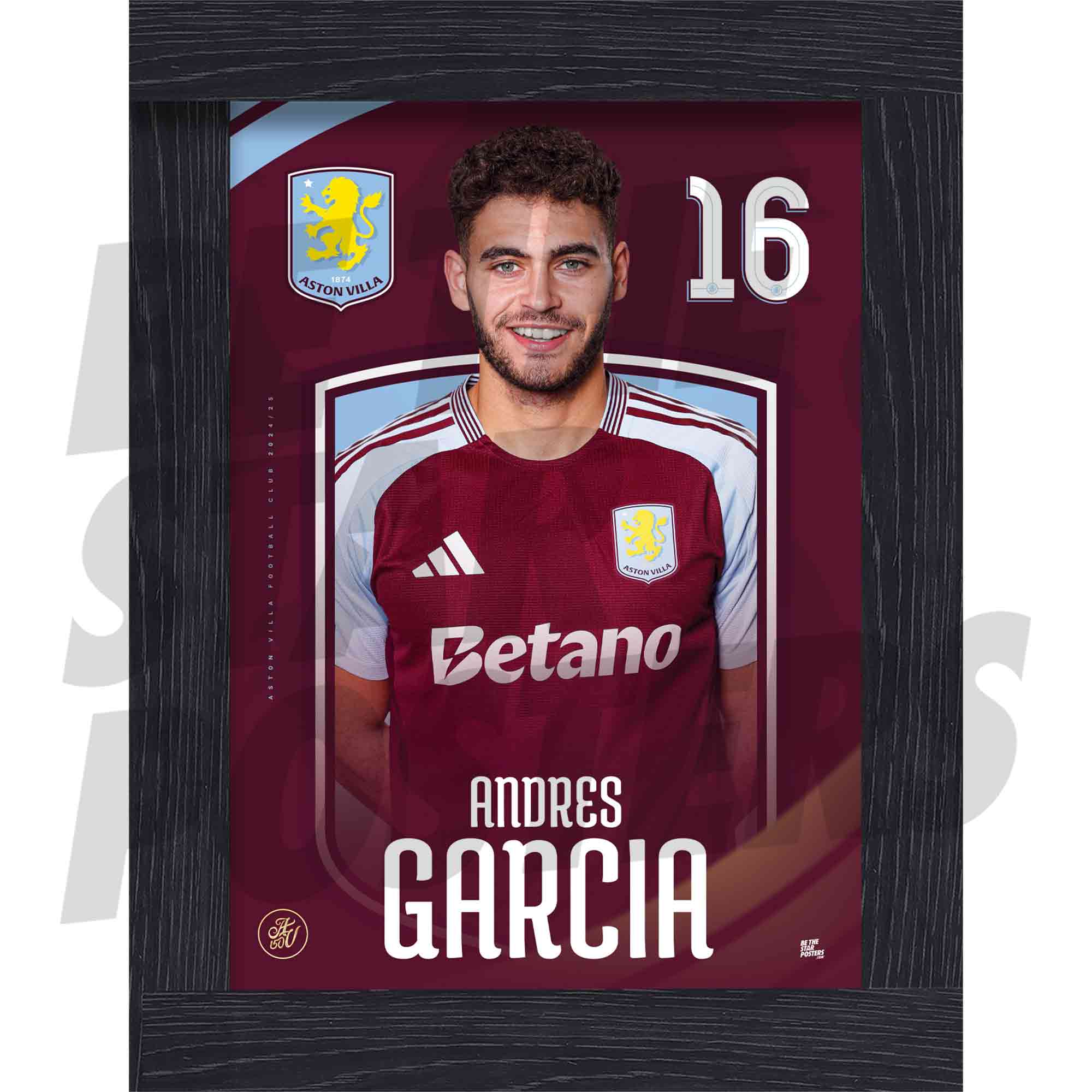 Aston Villa FC Garcia 24/25 Headshot Poster