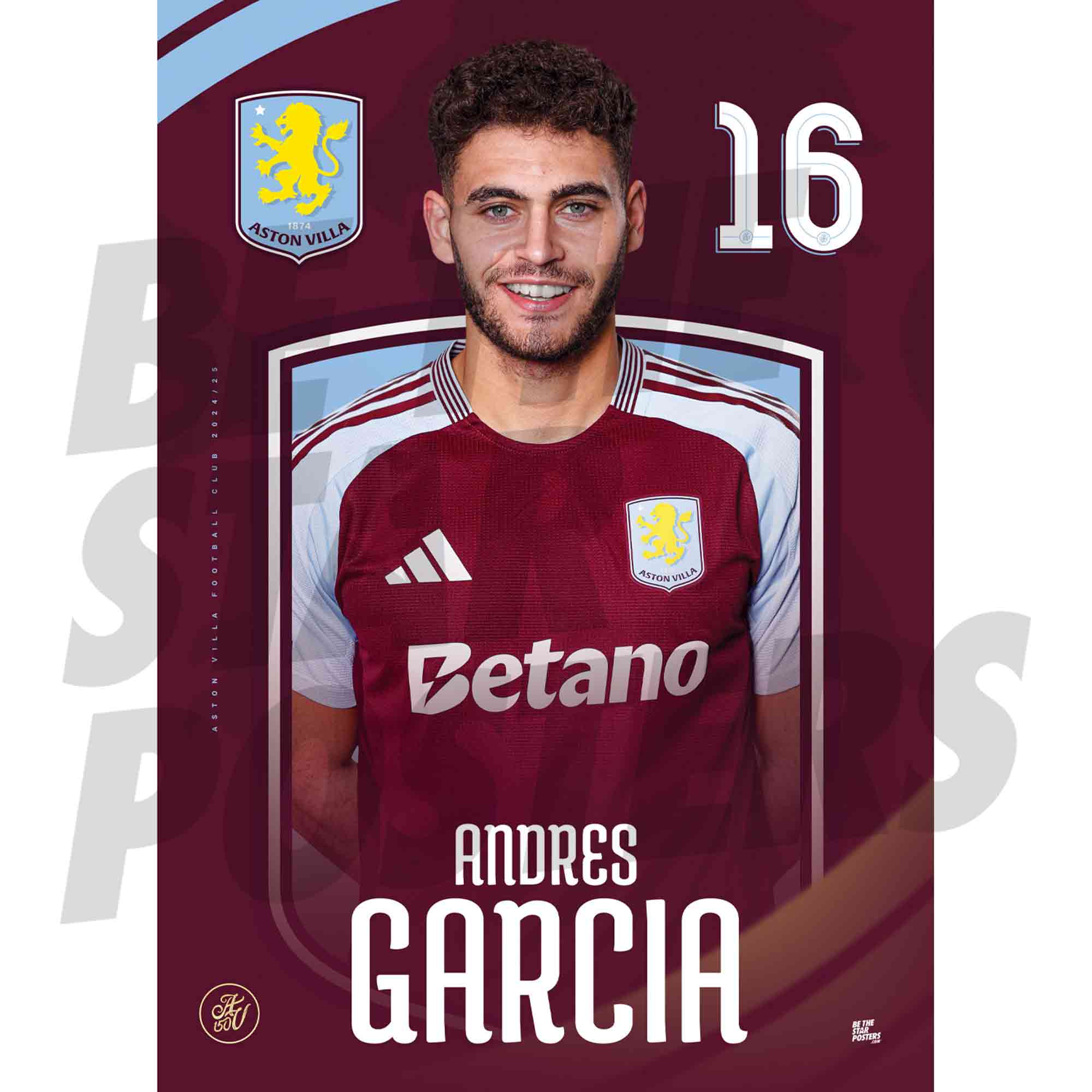 Aston Villa FC Garcia 24/25 Headshot Poster