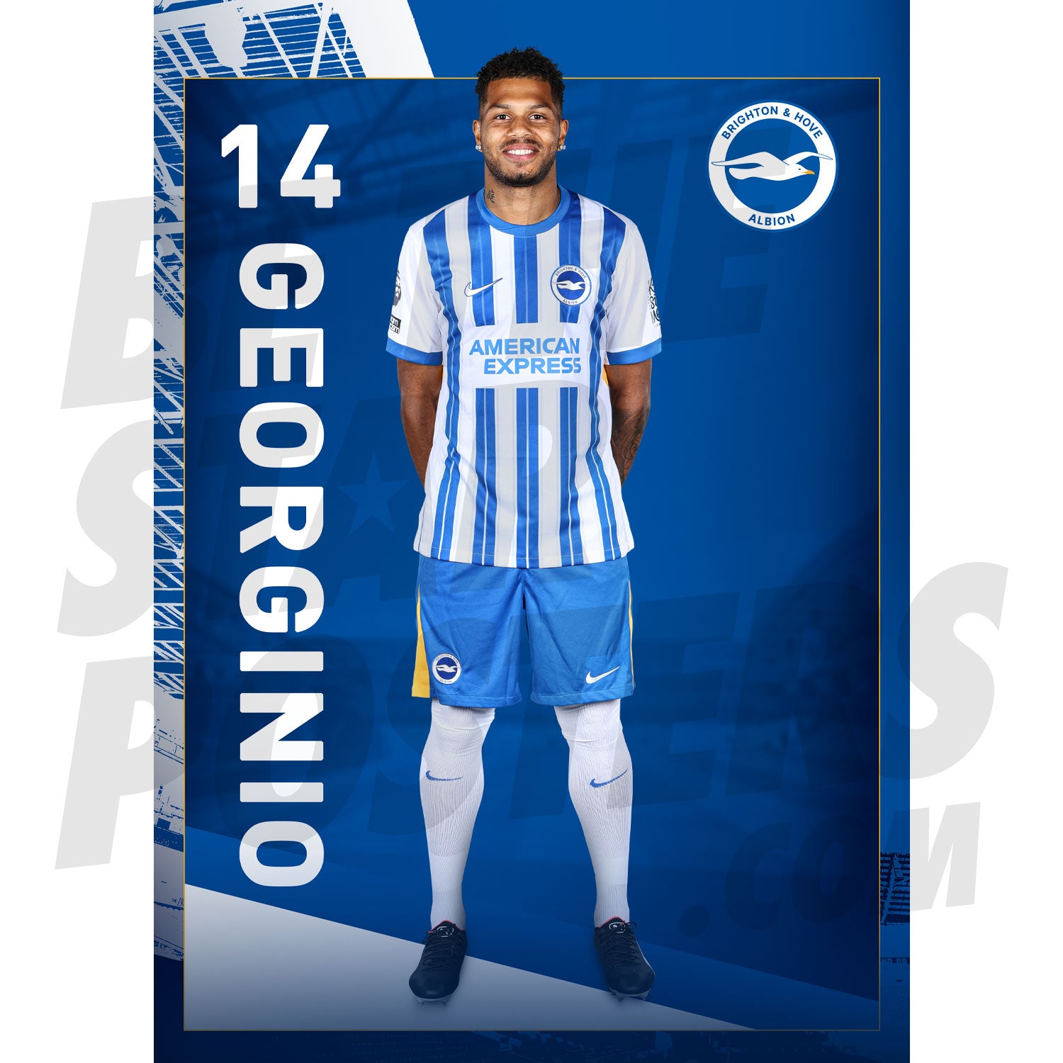 Brighton & Hove Albion FC Georginio 24/25 Headshot Poster