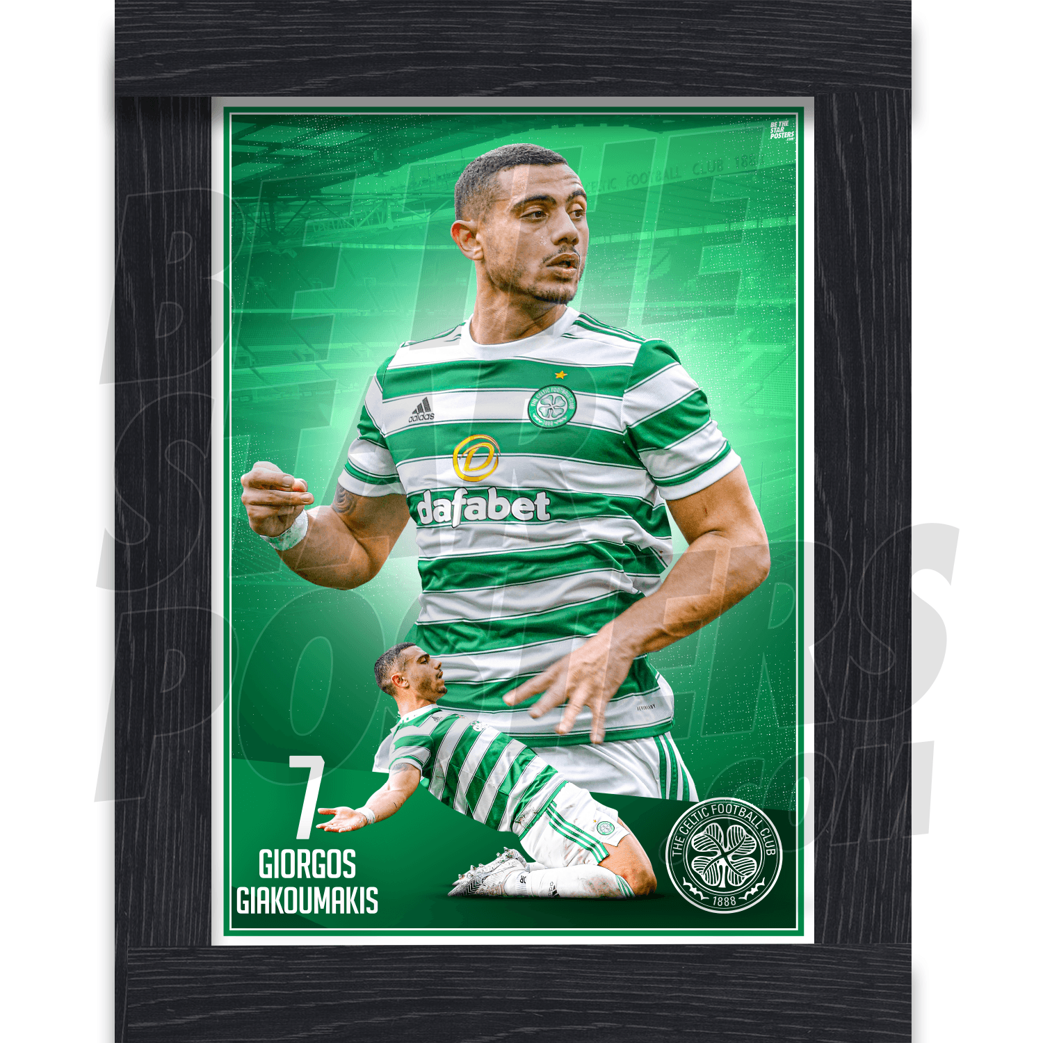 Celtic FC Giakoumakis 21/22 Action Poster
