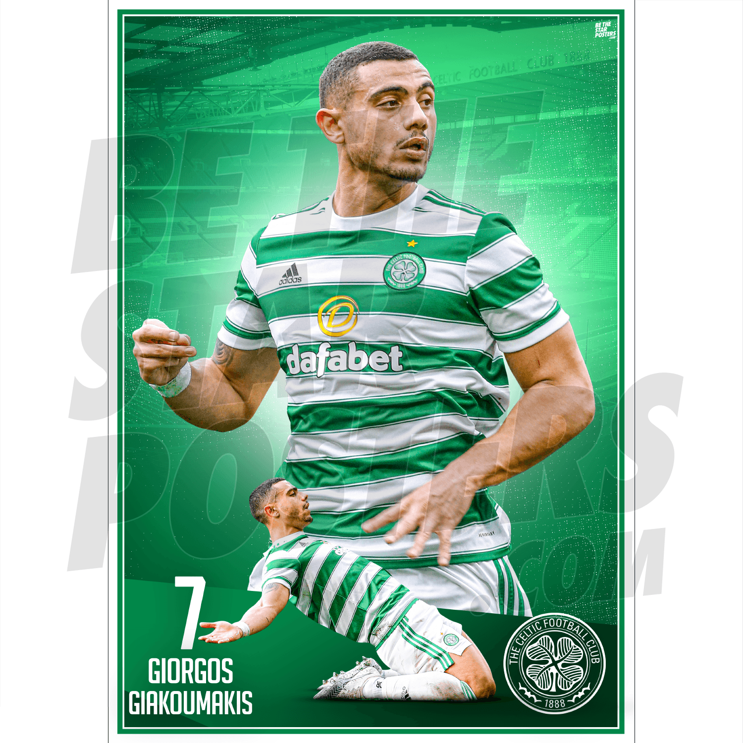 Celtic FC Giakoumakis 21/22 Action Poster
