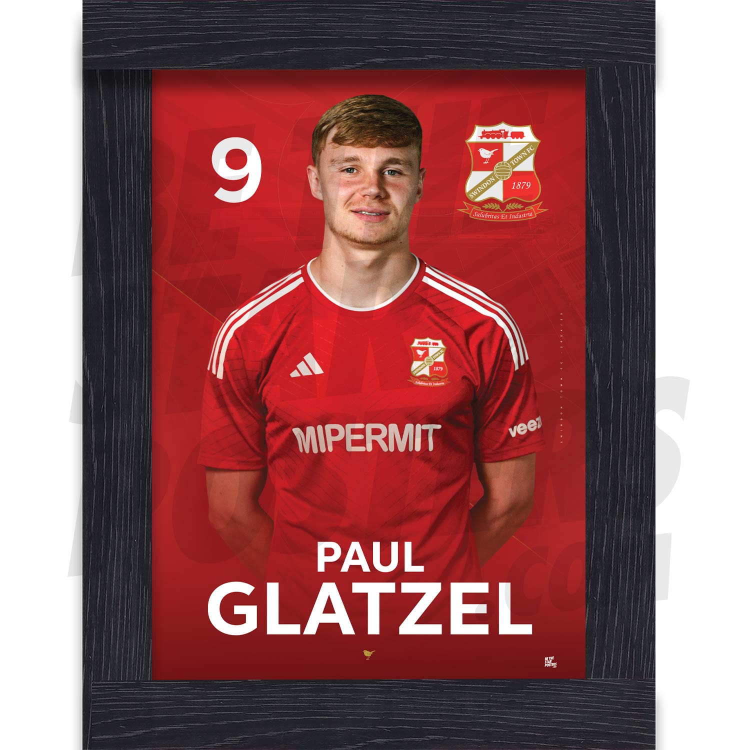 Swindon Town FC Glatzel 24/25 Headshot Poster