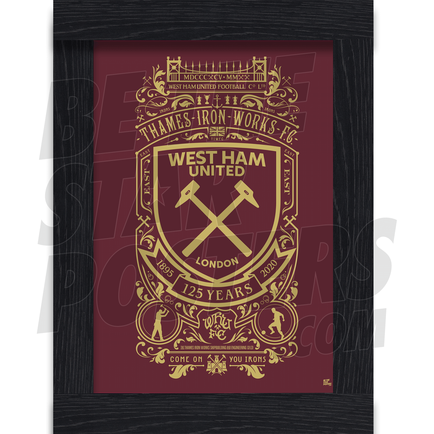 West Ham United FC 125th Anniversary Gold Crest Poster