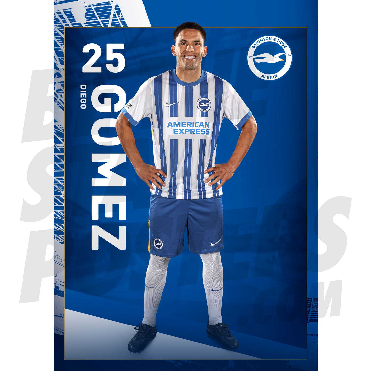 Brighton & Hove Albion FC Gomez 24/25 Headshot Poster