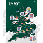 My Football Tour Map A2 Poster - Green / White