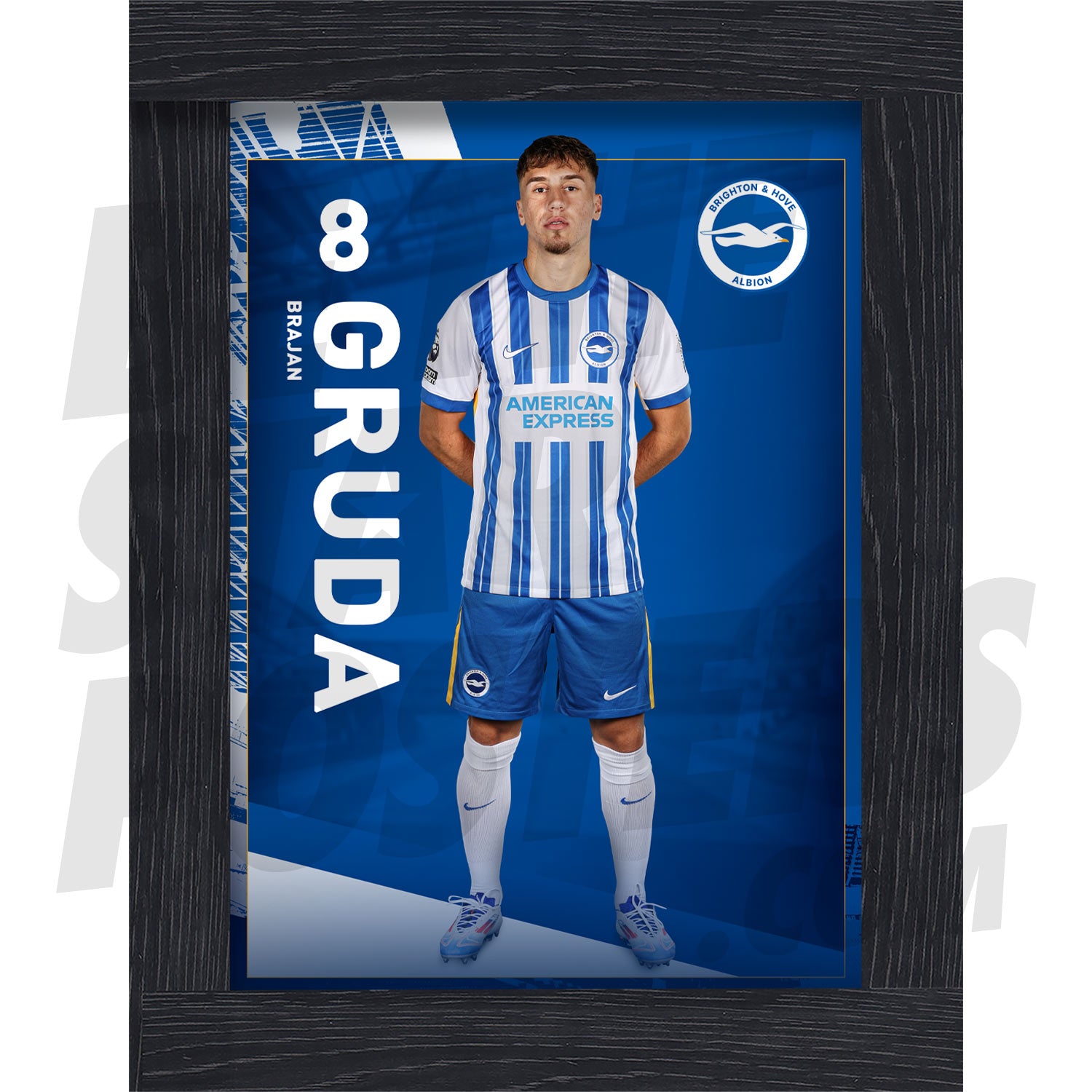 Brighton & Hove Albion FC Gruda 24/25 Headshot Poster