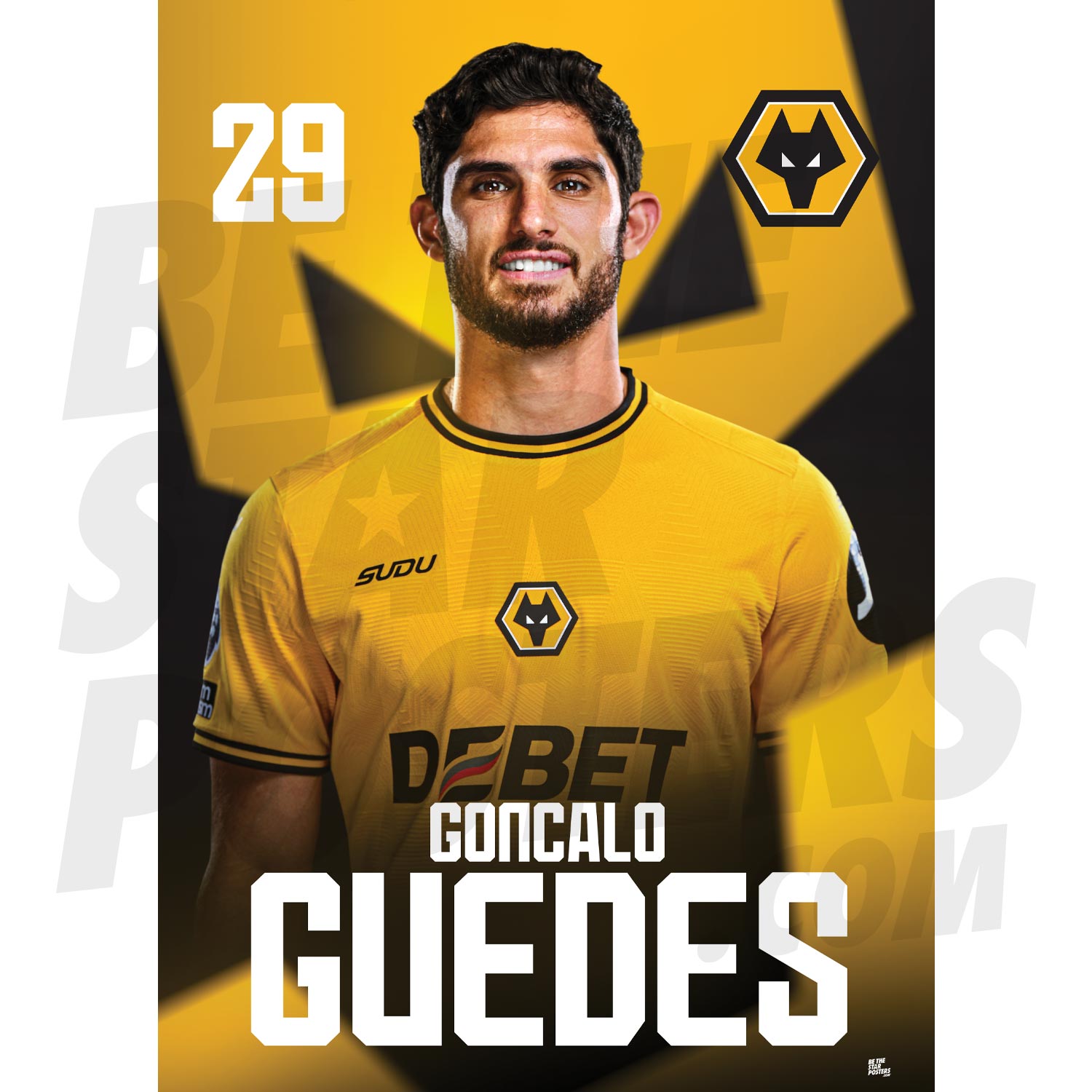 Wolverhampton Wanderers FC Guedes 24/25 Headshot Poster