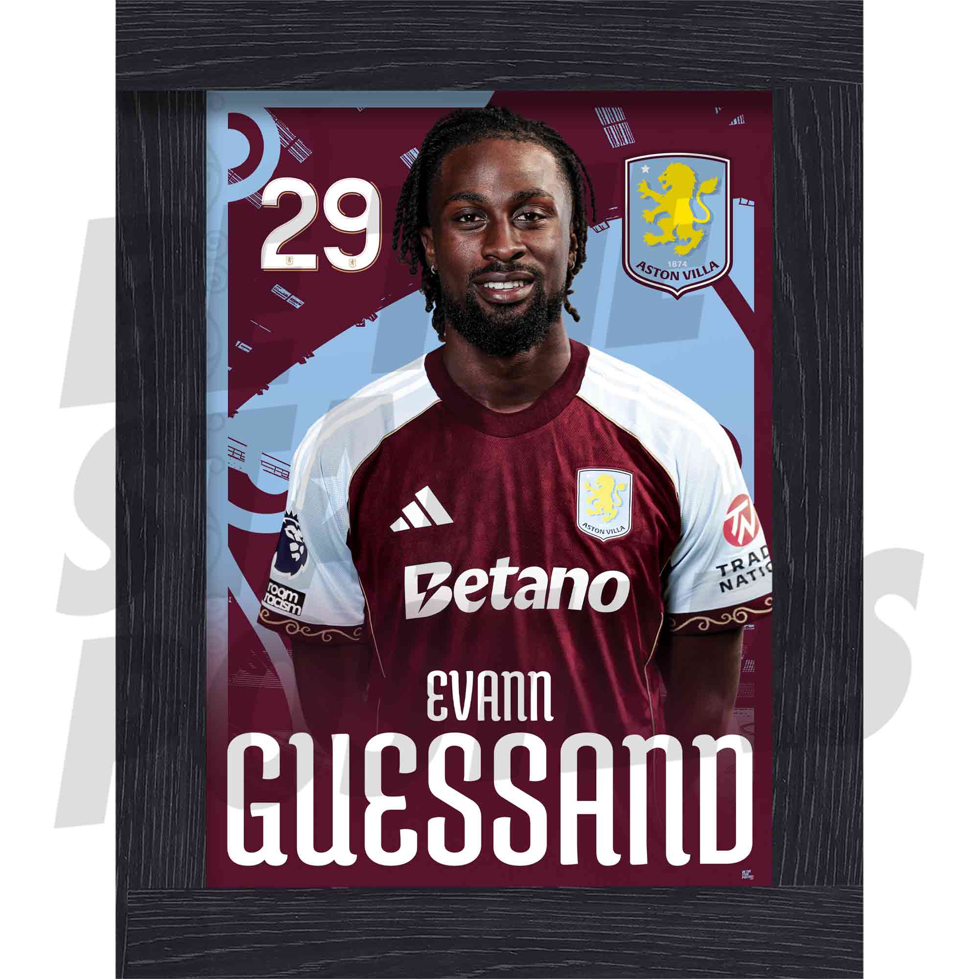 Aston Villa FC Evann Guessand 25/26 Headshot Poster