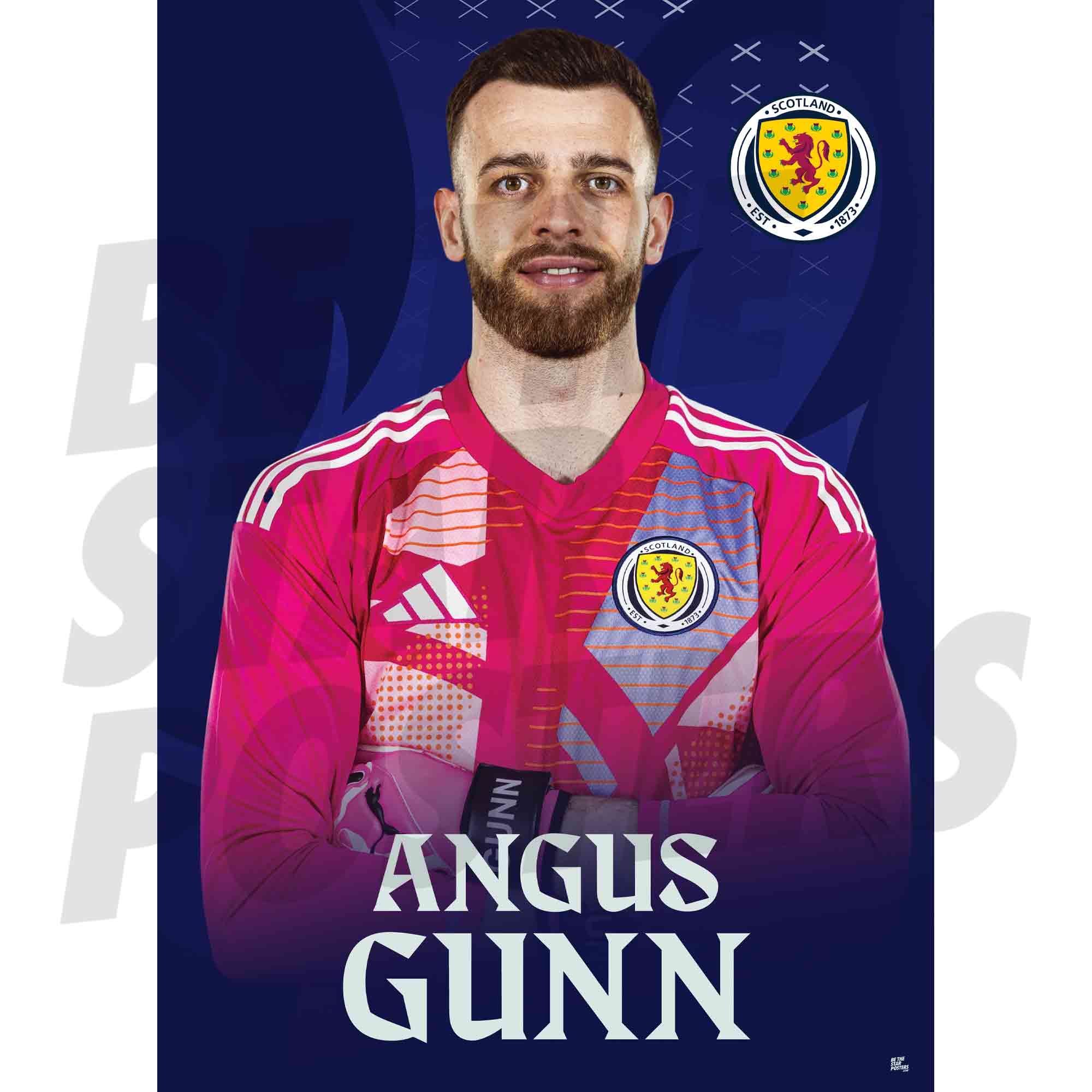 Scotland Angus Gunn 25/26 Home Headshot Poster