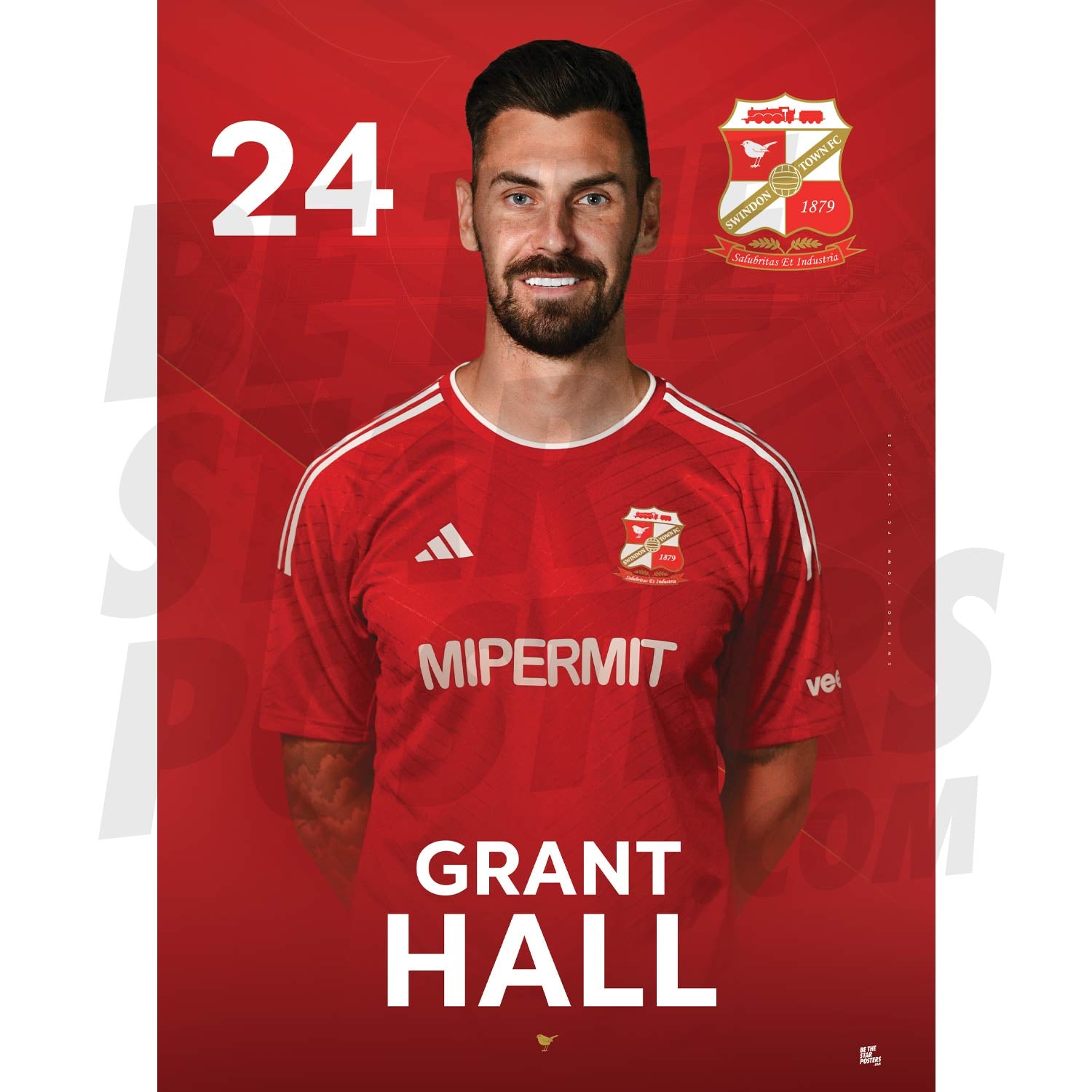Swindon Town FC Hall 24/25 Headshot Poster