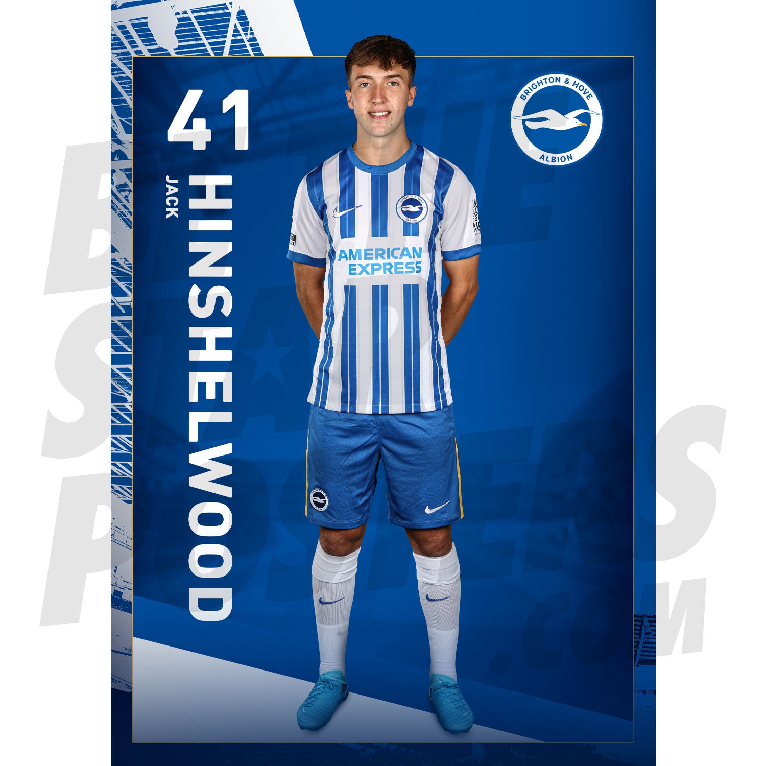 Brighton & Hove Albion FC Hinshelwood 24/25 Headshot Poster