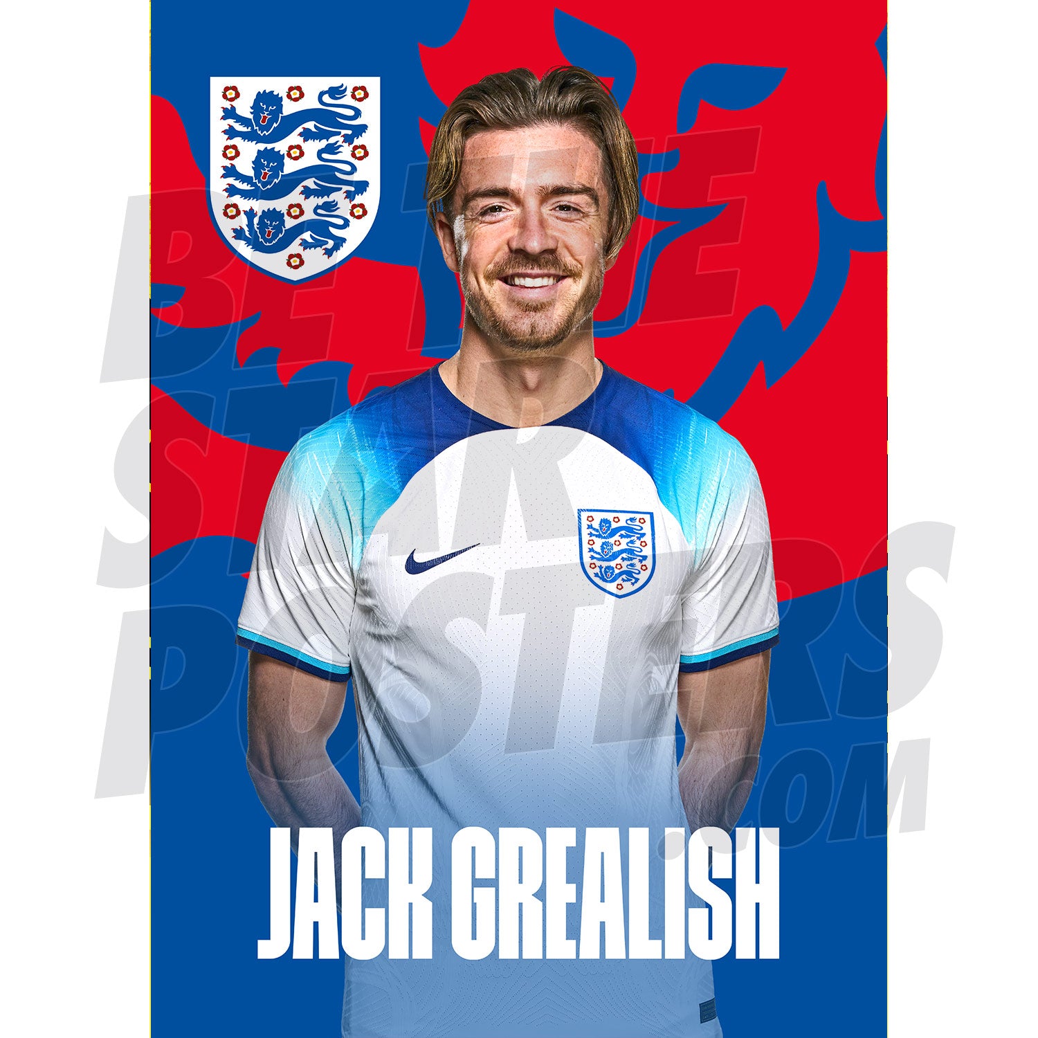 England Grealish 22/23 Home Headshot Poster