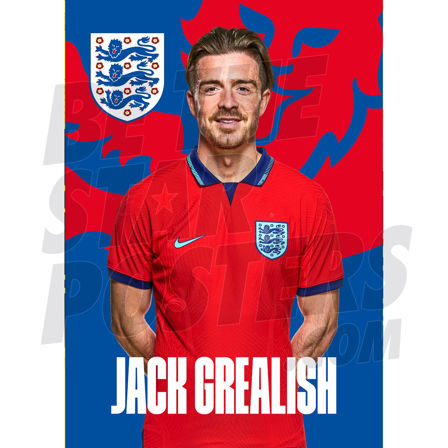 England Grealish 22/23 Away Headshot Poster
