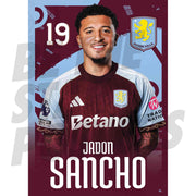 Aston Villa FC Jadon Sancho 25/26 Headshot Poster