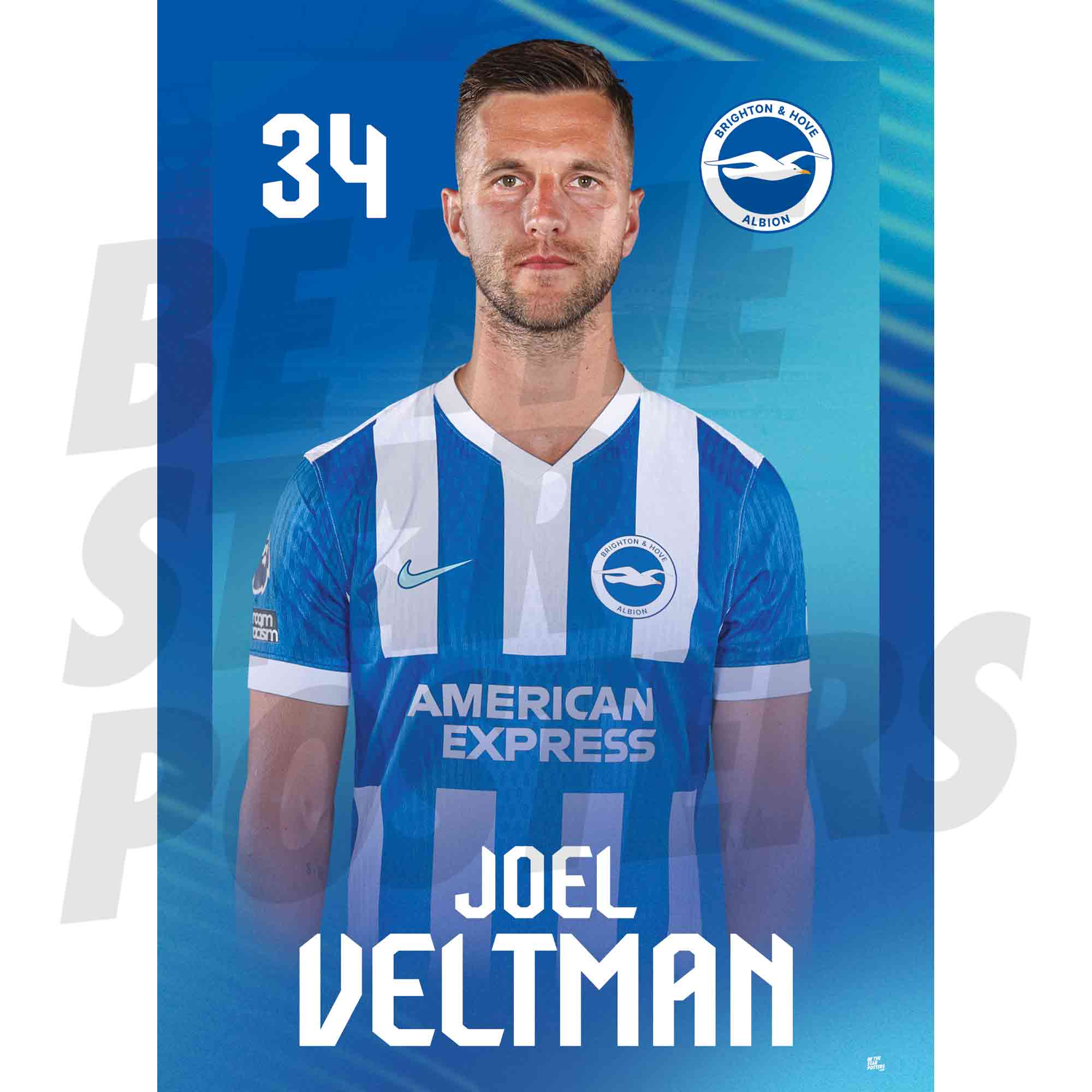 Brighton & Hove Albion FC Joel Veltman 25/26 Headshot Poster