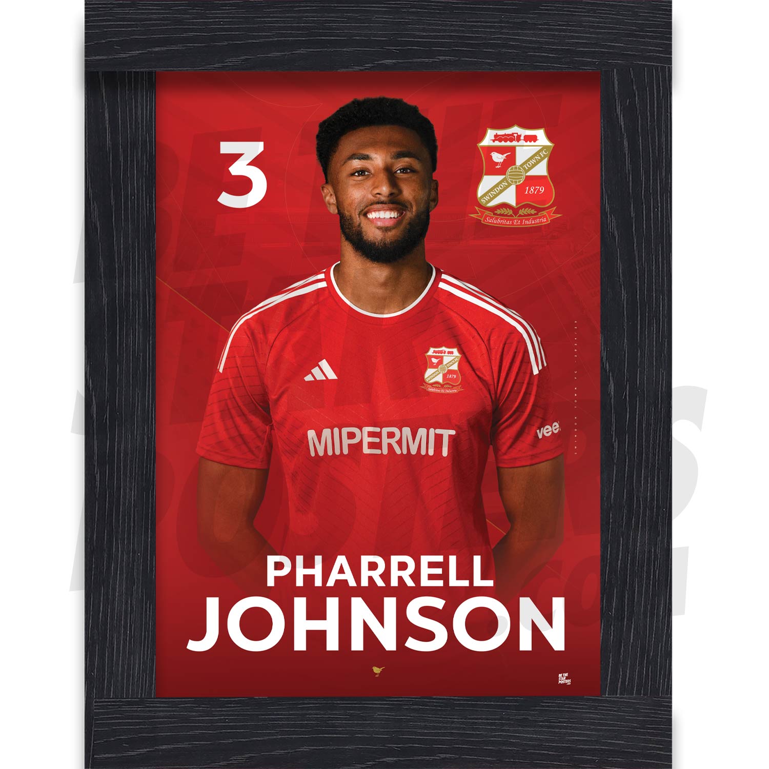 Swindon Town FC Johnson 24/25 Headshot Poster