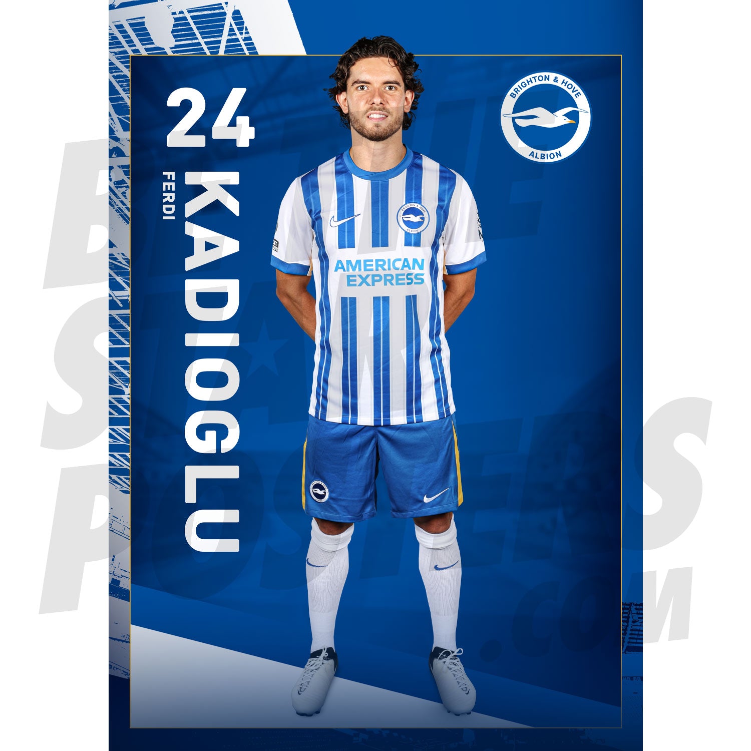 Brighton & Hove Albion FC | Kadioglu 24/25 Headshot Poster | BTSP