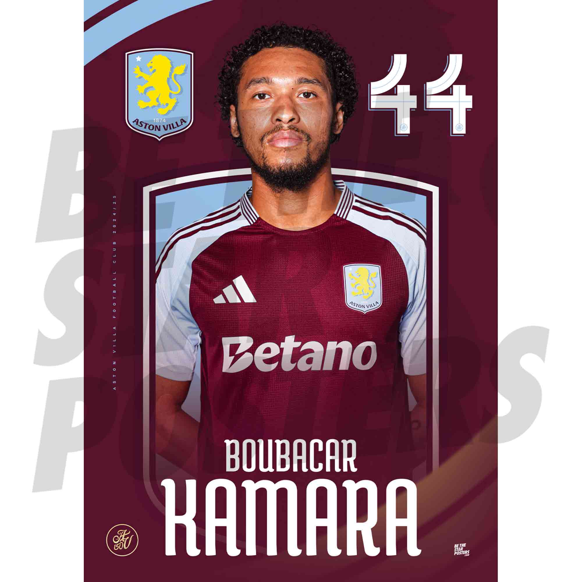 Aston Villa FC Kamara 24/25 Headshot Poster
