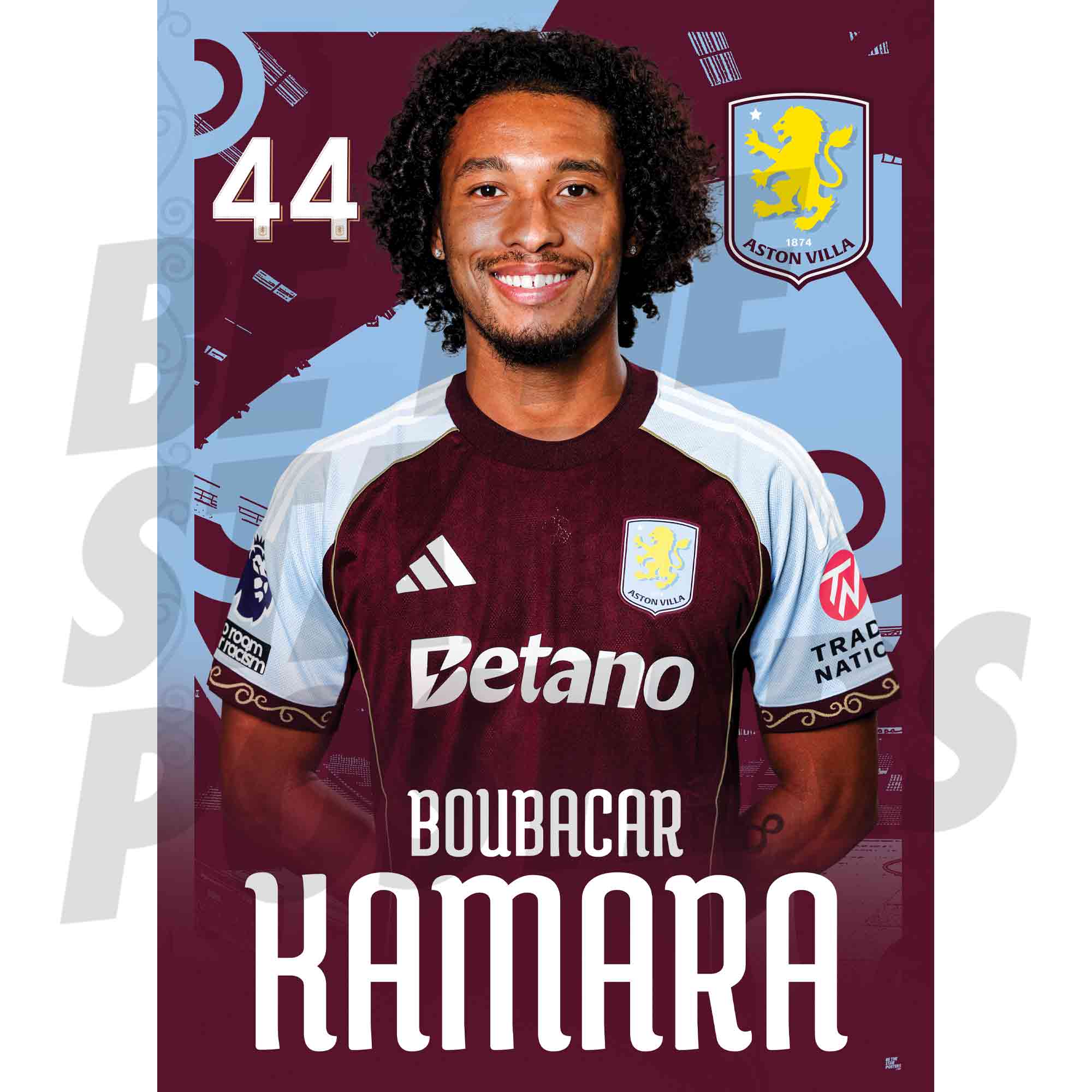 Aston Villa FC Boubacar Kamara 25/26 Headshot Poster