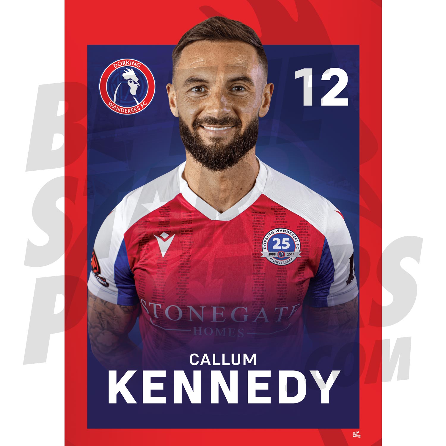 Dorking Wanderers FC Kennedy 24/25 Headshot Poster
