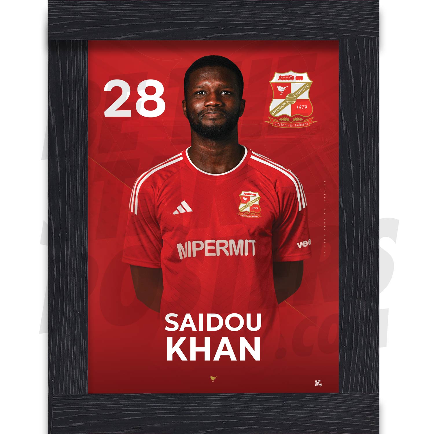 Swindon Town FC Khan 24/25 Headshot Poster