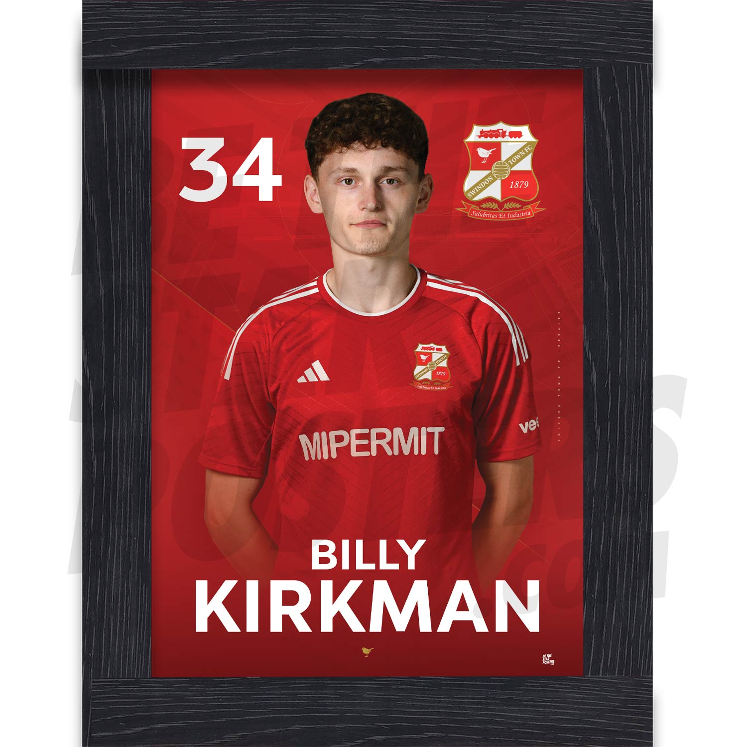 Swindon Town FC Kirkman 24/25 Headshot Poster