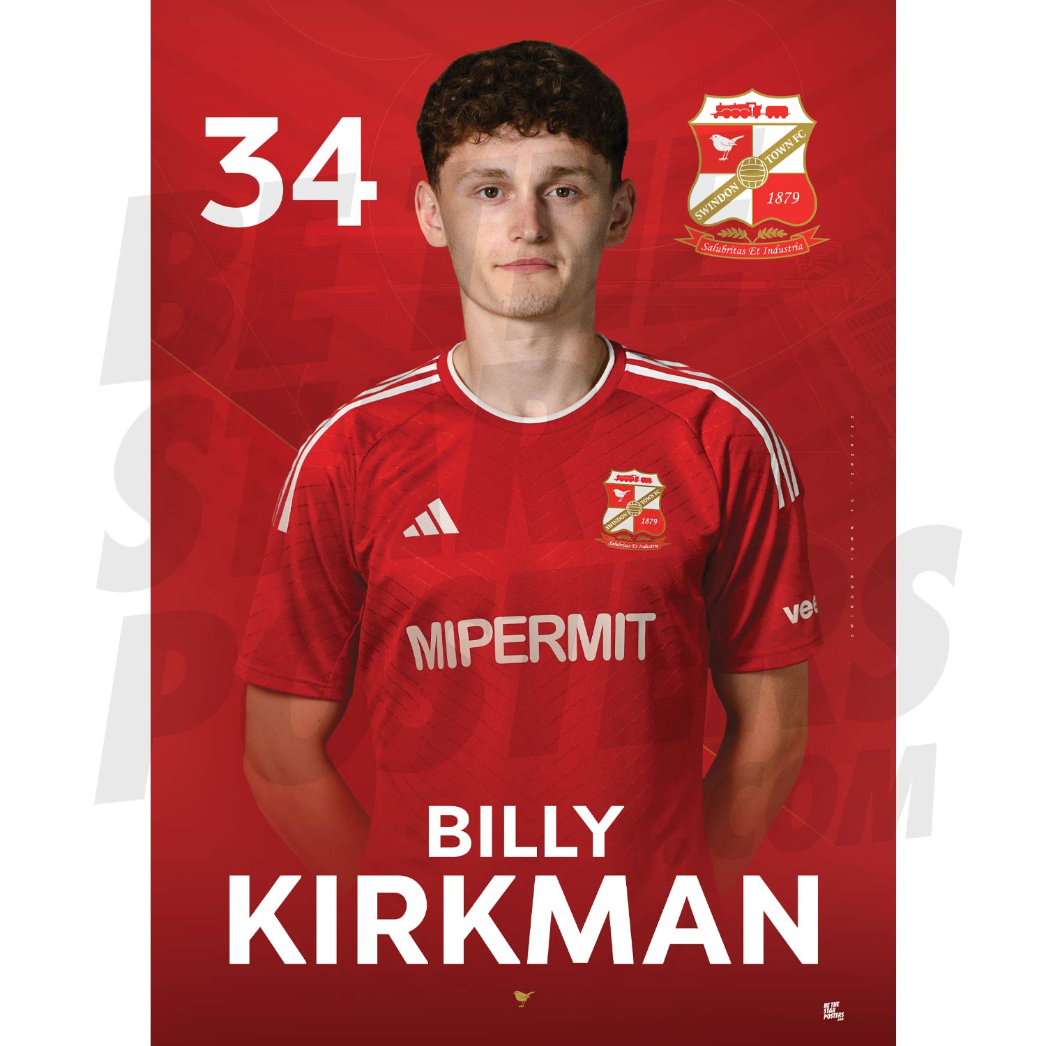 Swindon Town FC Kirkman 24/25 Headshot Poster