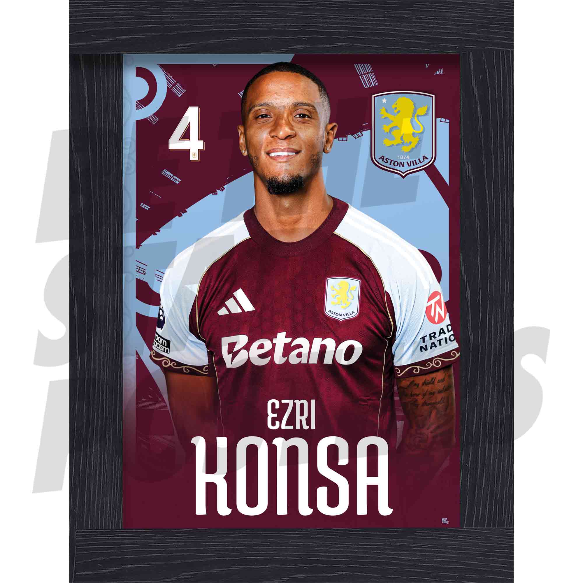 Aston Villa FC Ezri Konsa 25/26 Headshot Poster