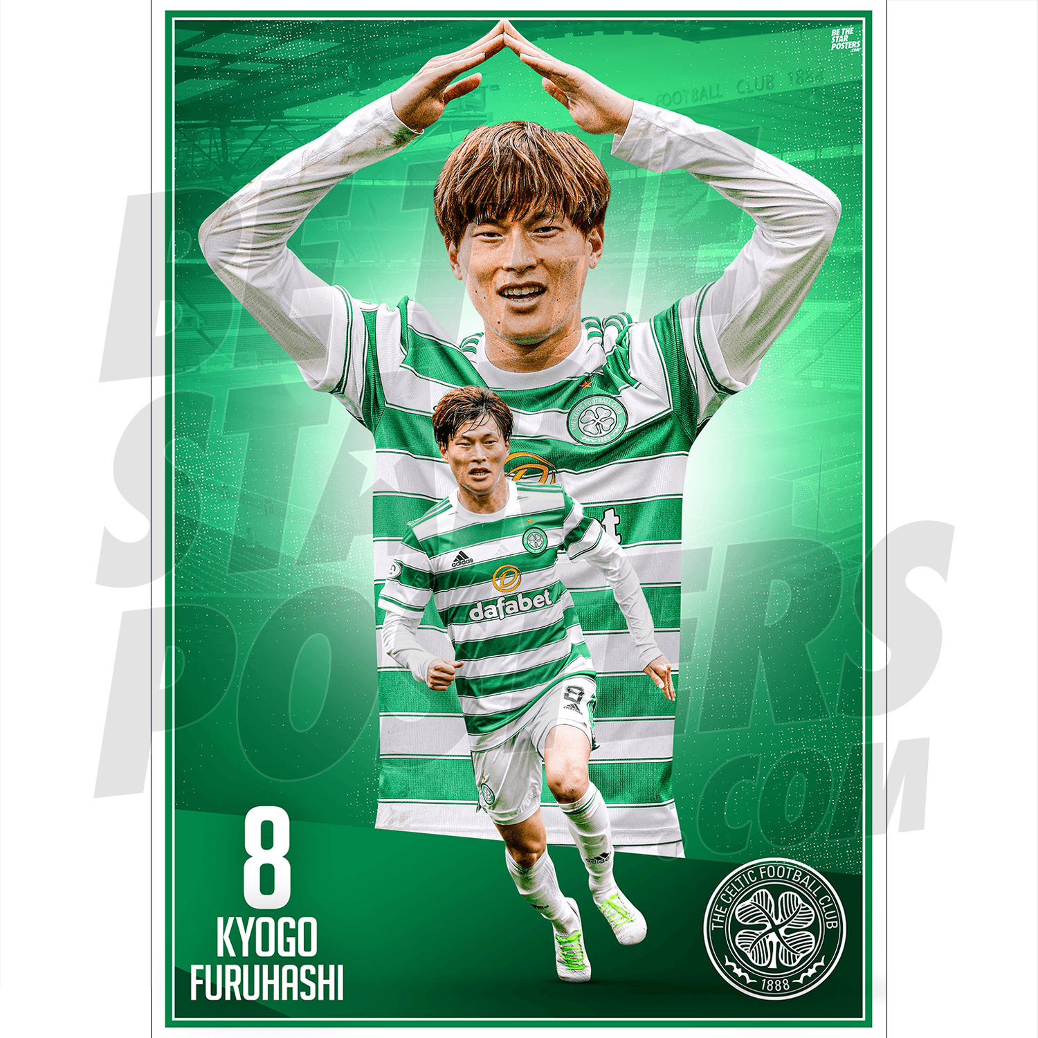 Celtic FC Kyogo 21/22 Action Poster