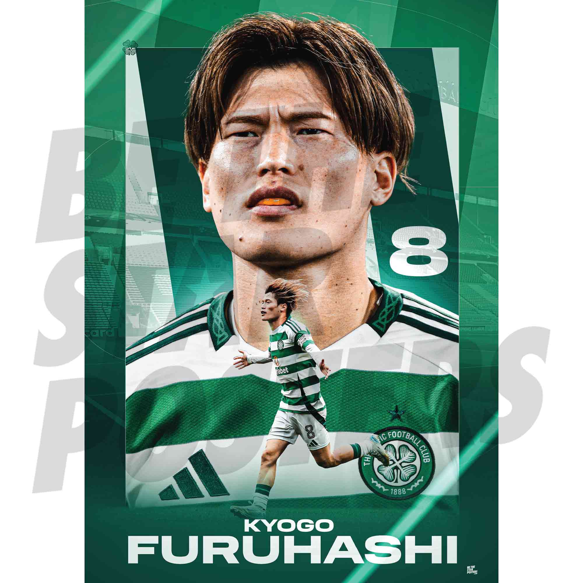 Celtic FC Kyogo 24/25 Action Poster