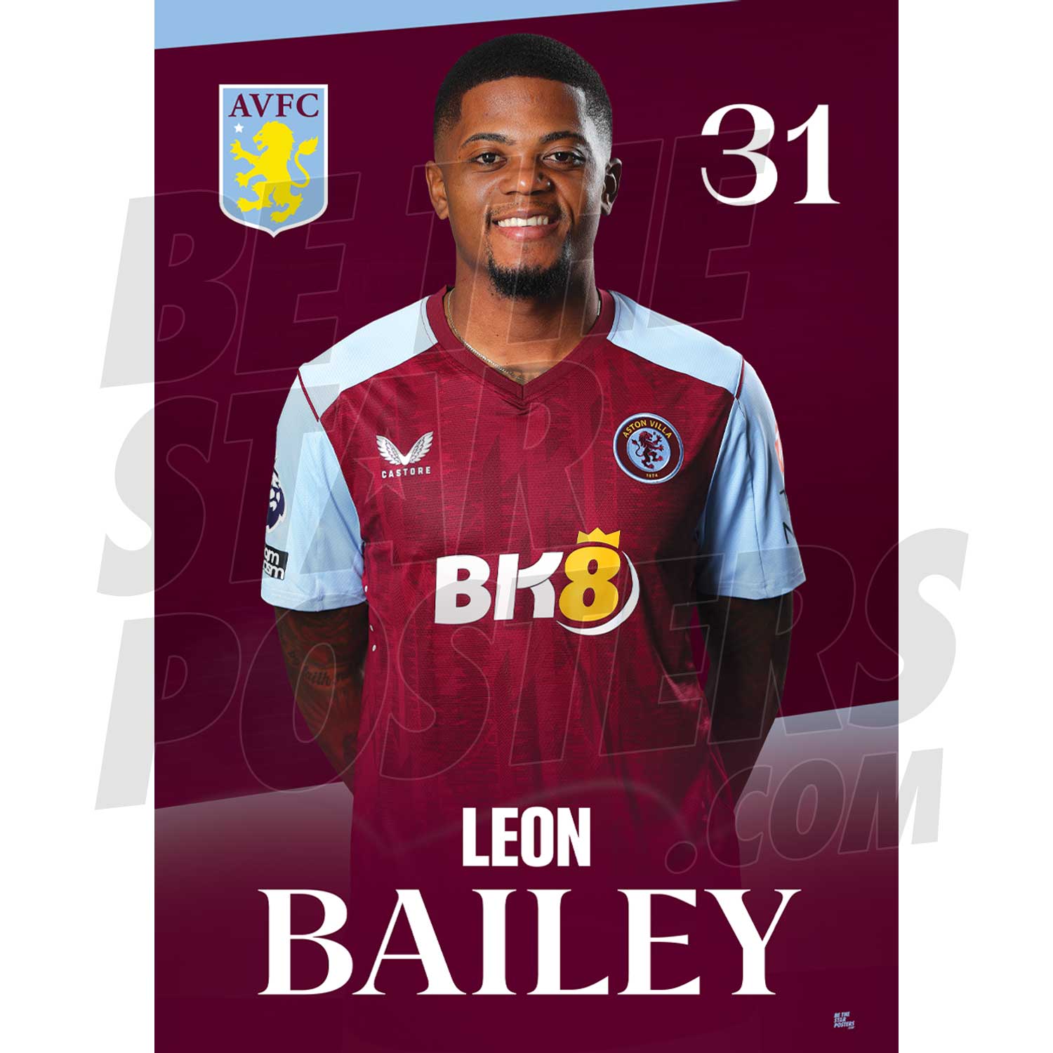 Aston Villa FC Bailey 23/24 Headshot Poster