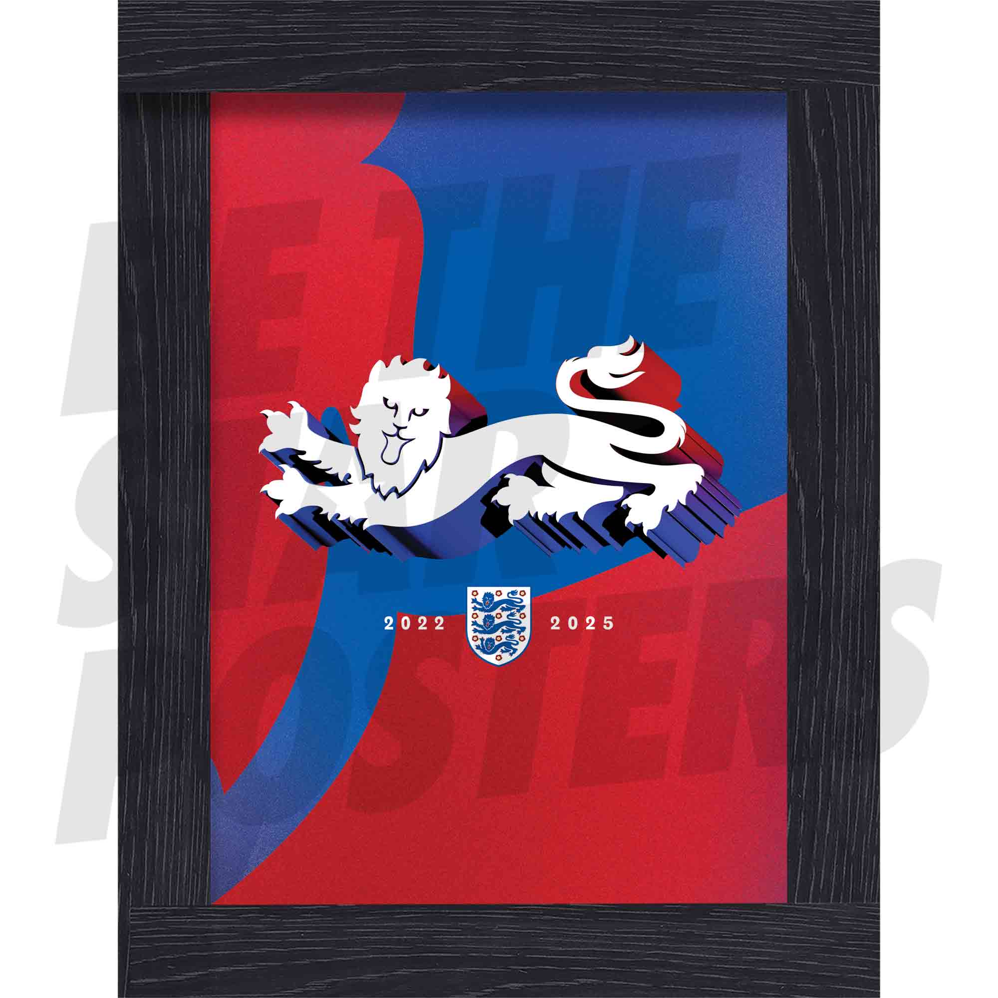 Lionesses European Champions Lion Crest Red / Blue Poster
