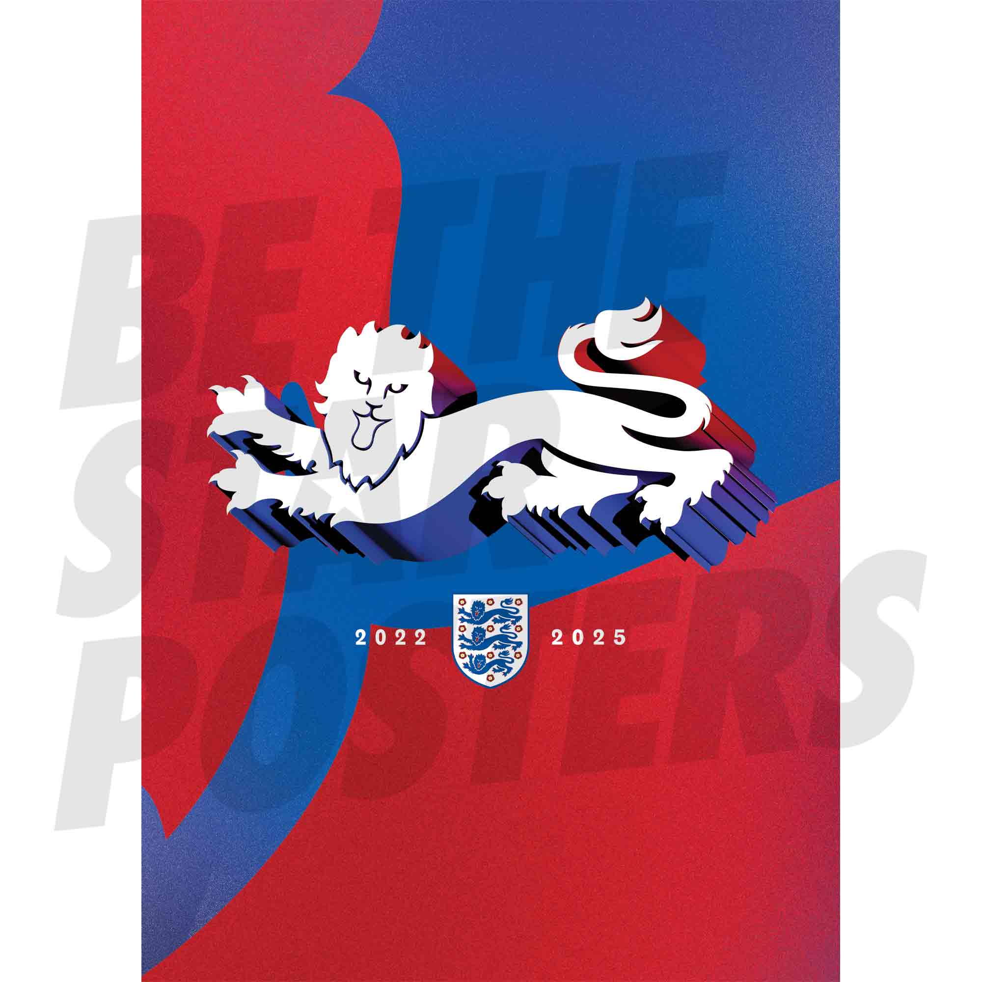 Lionesses European Champions Lion Crest Red / Blue Poster